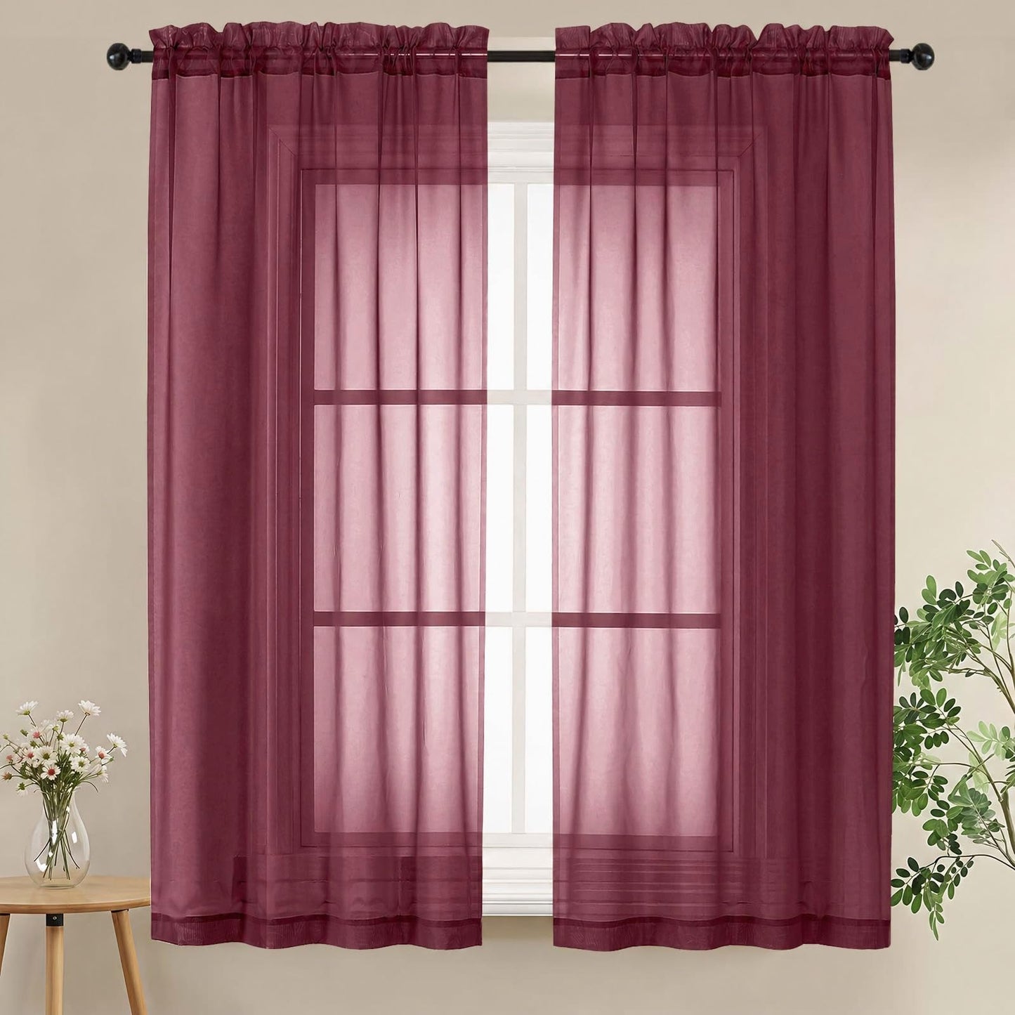 LIVEKID White Sheer Curtains 84 Inches Long 2 Panels - Light Filtering Breathable Voile Textured Sheer Curtains for Bedroom/Living Room, Rod Pocket Soft Elagant & Airy Solid Drapes, W42 x L84