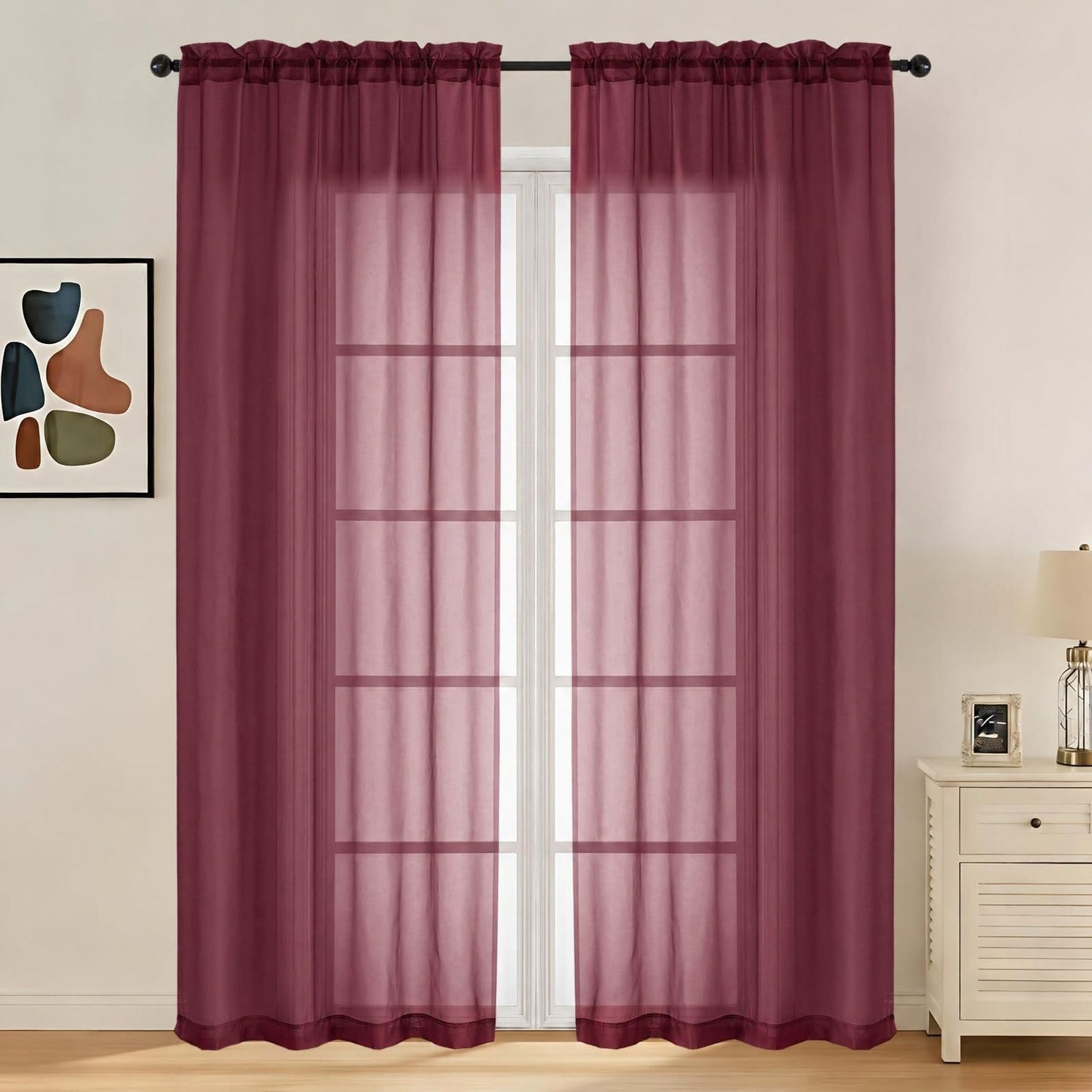 LIVEKID White Sheer Curtains 84 Inches Long 2 Panels - Light Filtering Breathable Voile Textured Sheer Curtains for Bedroom/Living Room, Rod Pocket Soft Elagant & Airy Solid Drapes, W42 x L84