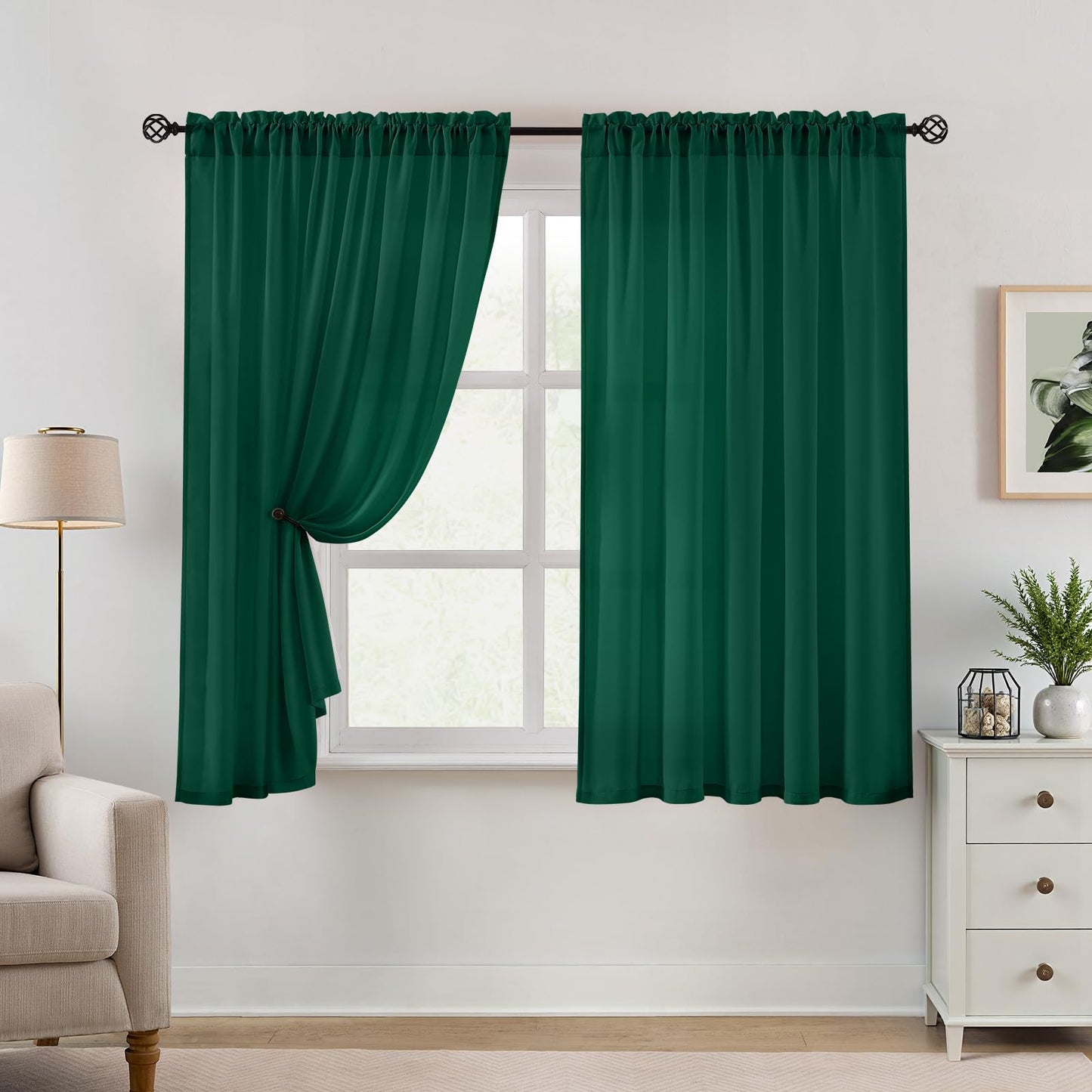 HOMEIDEAS Non-See-Through White Privacy Semi Sheer Curtains 84 Inches Long 2 Panels Set Light Filtering Curtains for Living Room Bedroom Drapes,W52xL84