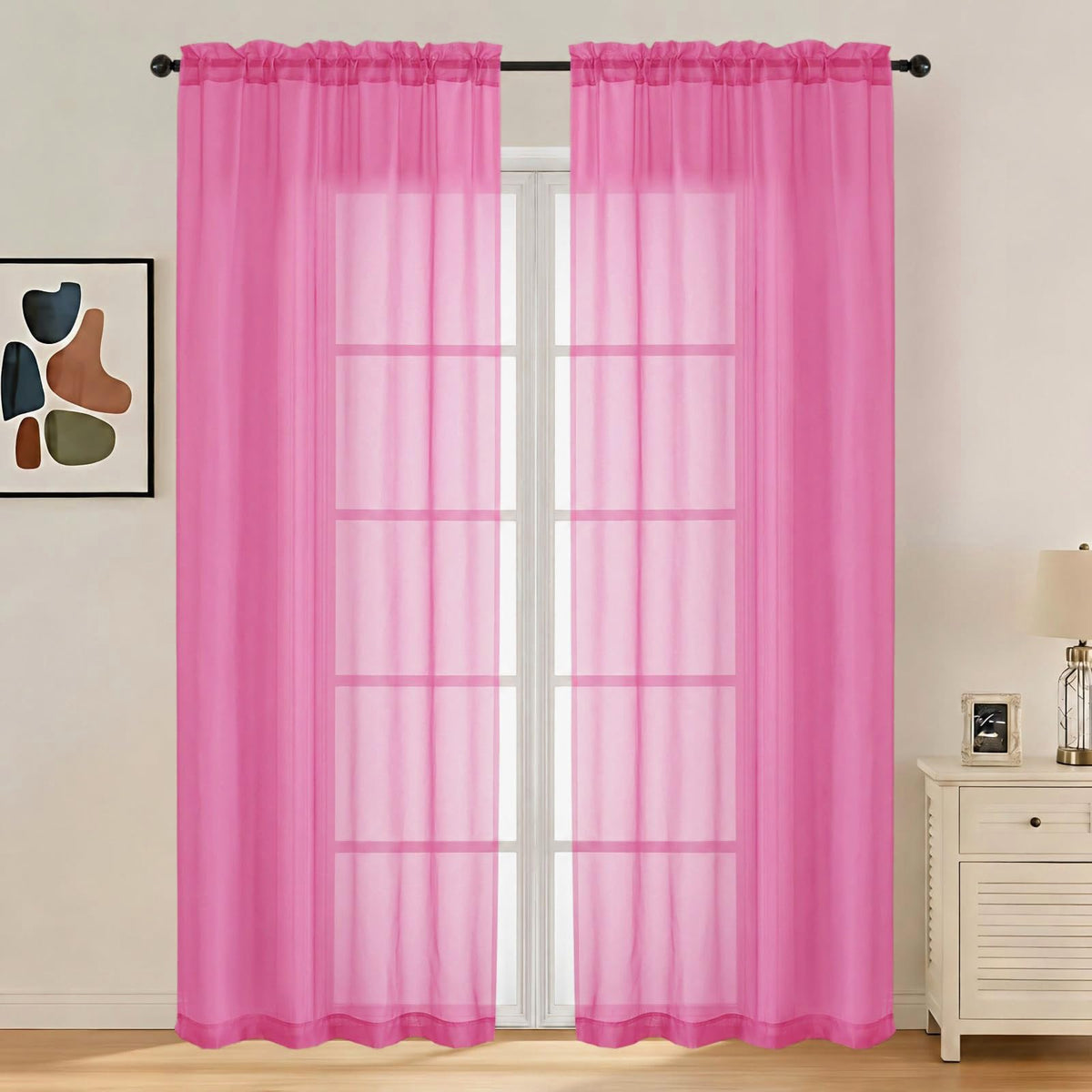 LIVEKID White Sheer Curtains 84 Inches Long 2 Panels - Light Filtering Breathable Voile Textured Sheer Curtains for Bedroom/Living Room, Rod Pocket Soft Elagant & Airy Solid Drapes, W42 x L84