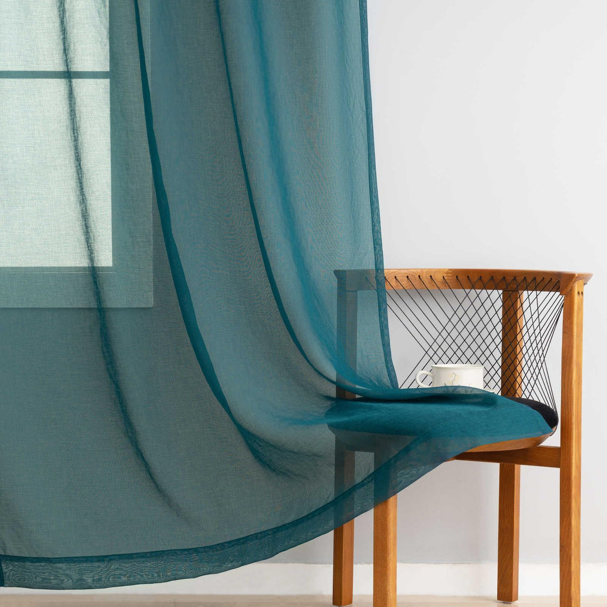 MYSTIC-HOME Sheer Curtains White 63 Inch Length, Rod Pocket Voile Drapes for Living Room, Bedroom, Window Treatments Semi Crinkle Curtain Panels for Yard, Patio, Villa, Parlor, Set of 2, 52"x 63"