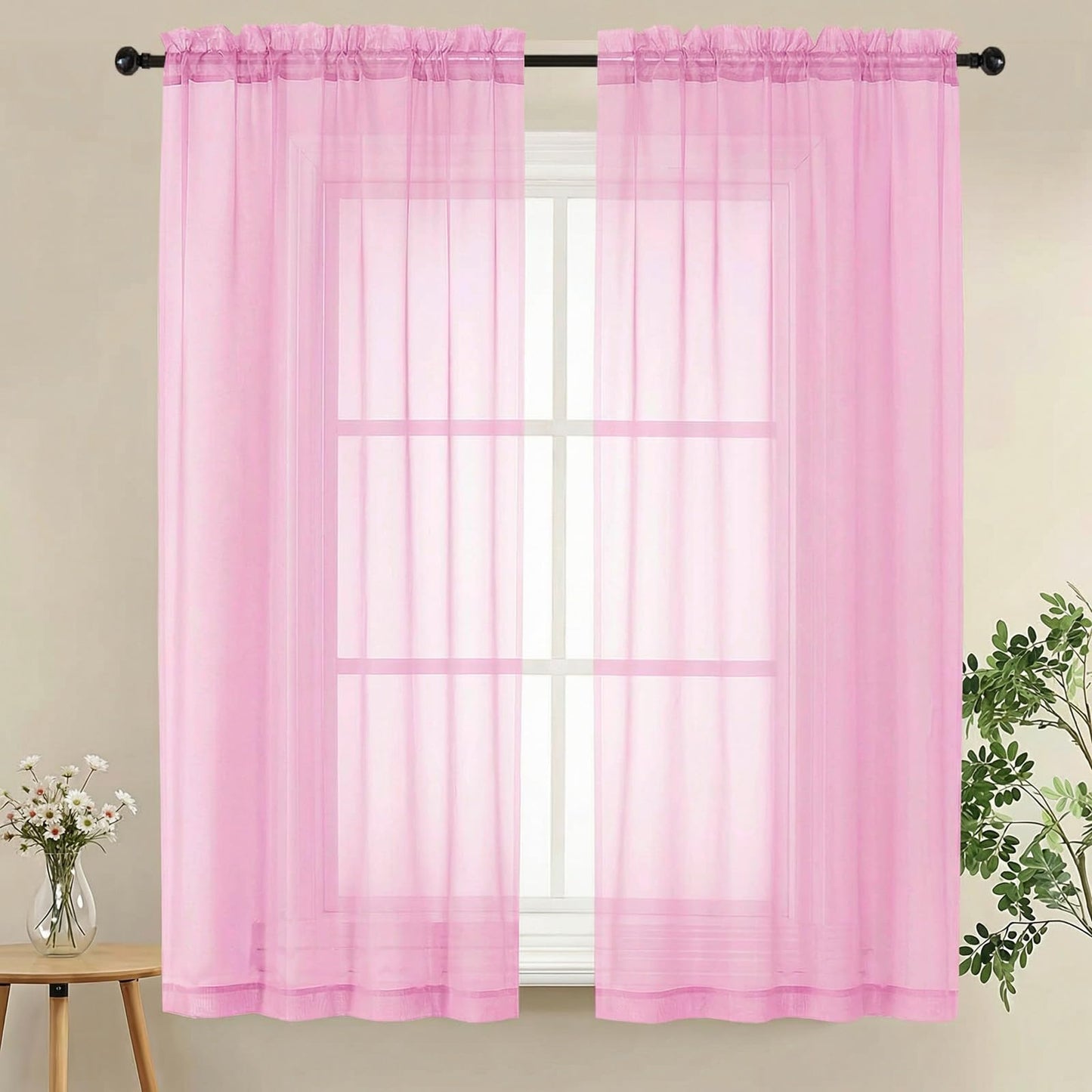 LIVEKID White Sheer Curtains 84 Inches Long 2 Panels - Light Filtering Breathable Voile Textured Sheer Curtains for Bedroom/Living Room, Rod Pocket Soft Elagant & Airy Solid Drapes, W42 x L84