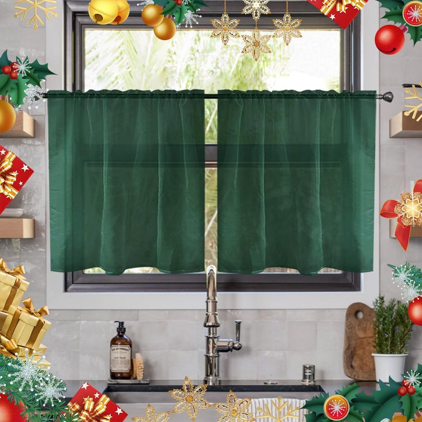 youleyar Solid Sheer Rod Pocket Curtain Voile Draperies 2 Panels White Beige Black Grey Coffee 52 Inch Width 84 Inch Long 1 Pair for Kitchen Bedroom Children Living Room Yard (Ivory,52W ｘ 84L)