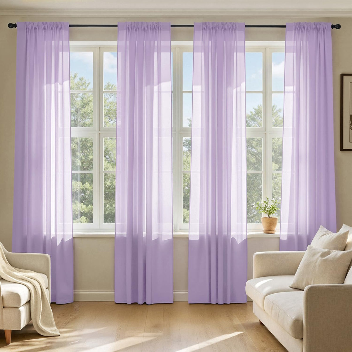 MIULEE Black Sheer Curtains 84 Inches Long 4 Panels 42 x 84 Inches | Light Filtering, Rod Pocket, Voile Drapes, Living Room, Bedroom, Window Treatments
