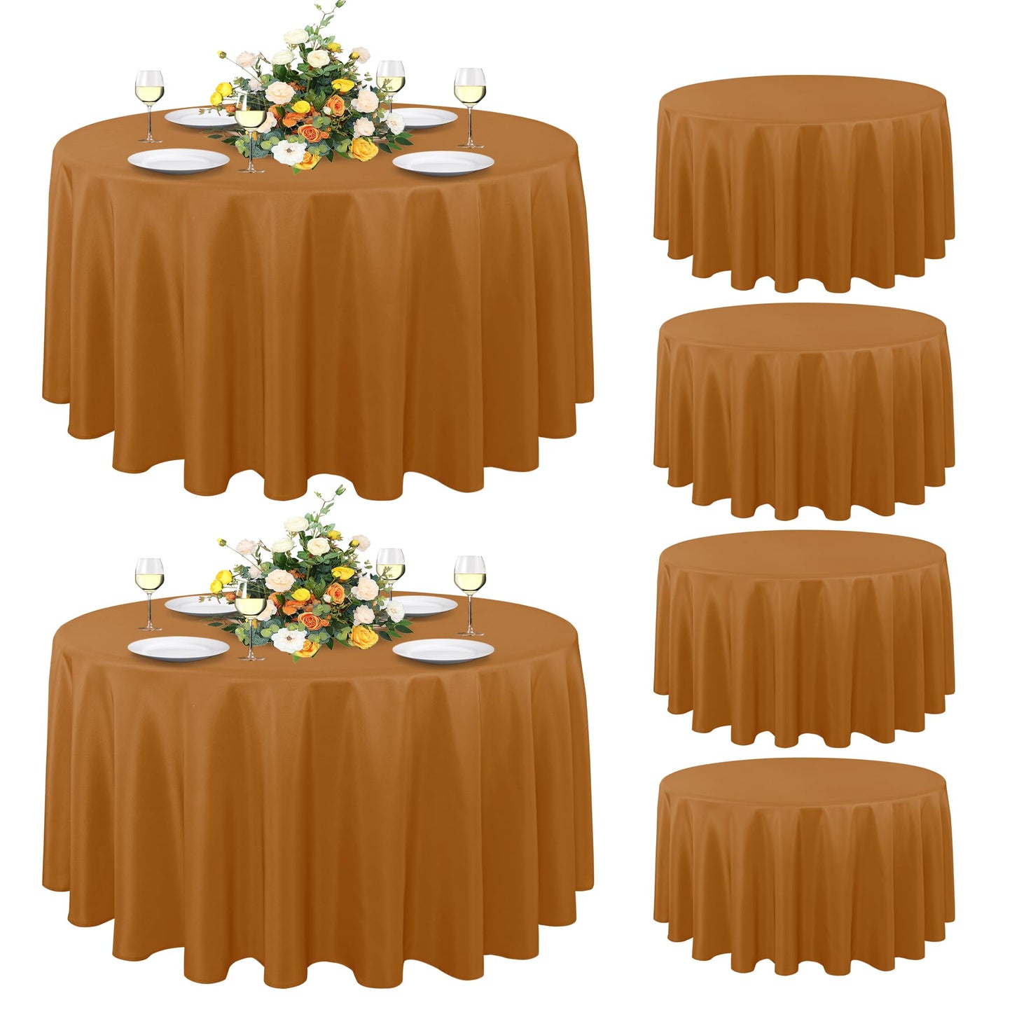 sancua White Round Tablecloth 60 Inch Diameter for 20-48 Inch Tables | Water Resistant Spill Proof, Washable Polyester Cloth Decorative Fabric Cover, For Dining, Buffet Parties and Camping