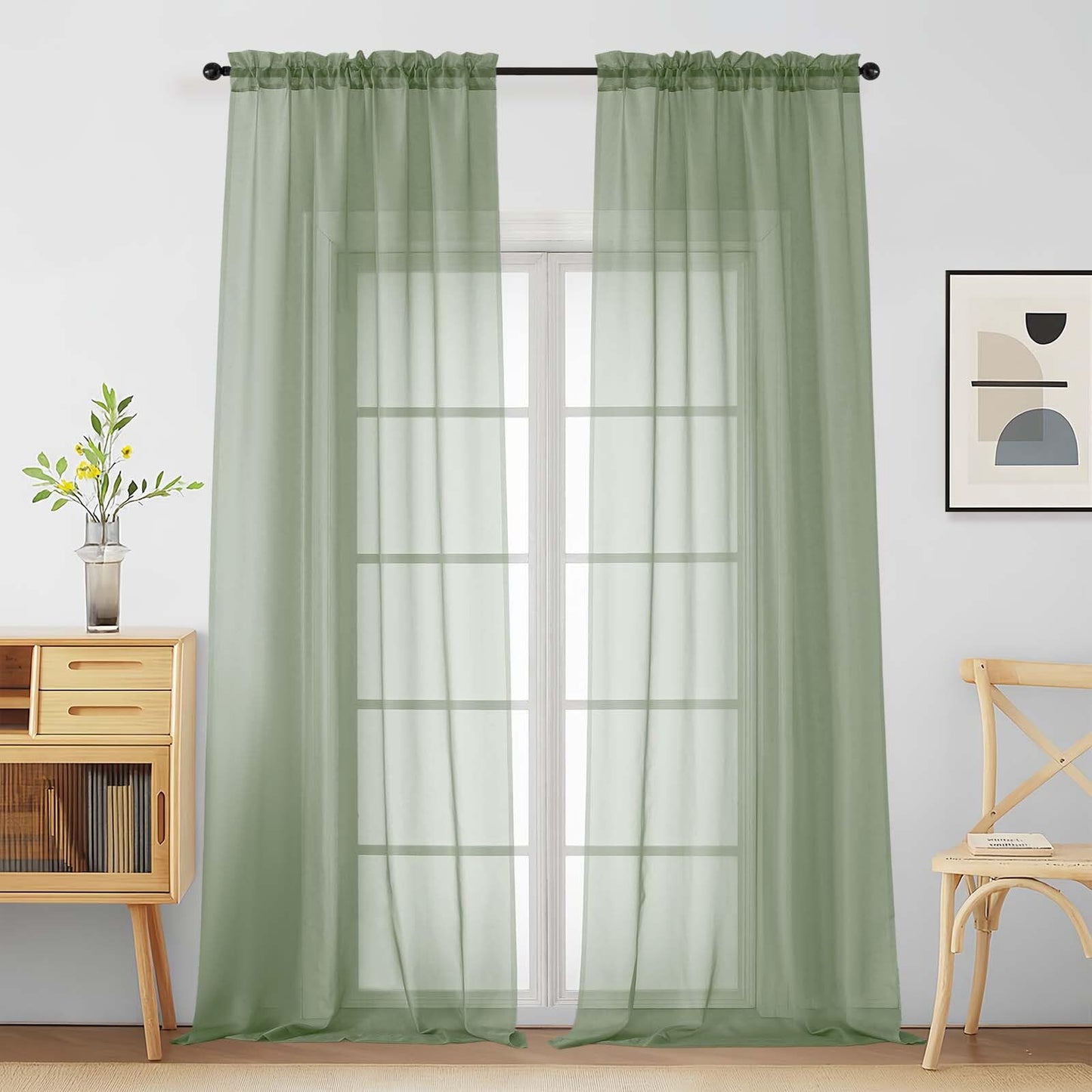 Purple Window Sheer Curtains 54 inch Length, Soft Airy Light Filtering Sheer Curtain 2 Panels Set, Dual Rod Pocket Gauze Purple Drapes for Living Room Bedroom, 2x42Wx54L Inches