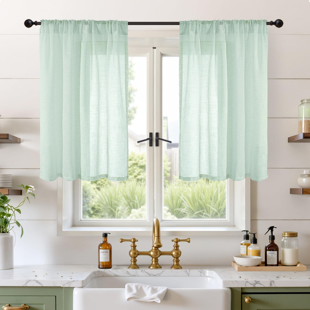 BGment Linen Sheer Curtains 84 Inches Long 2 Panels Set for Living Room | Light Filtering Drapes with Rod Pocket Lightweight Window Treatments for Bedroom, 52 X 84 Inch Length