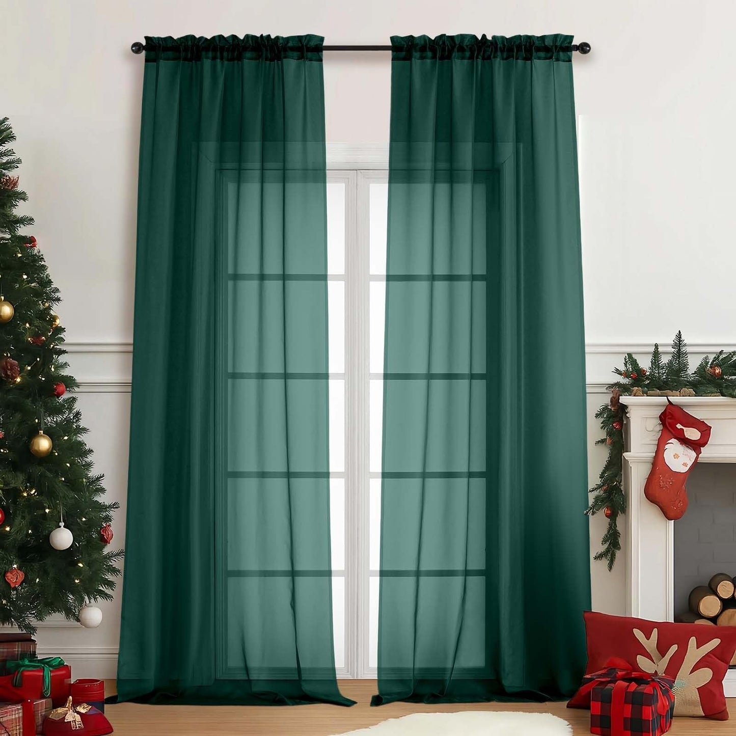 Purple Window Sheer Curtains 54 inch Length, Soft Airy Light Filtering Sheer Curtain 2 Panels Set, Dual Rod Pocket Gauze Purple Drapes for Living Room Bedroom, 2x42Wx54L Inches