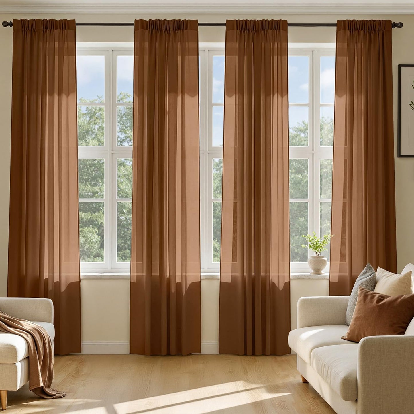 MIULEE Black Sheer Curtains 84 Inches Long 4 Panels 42 x 84 Inches | Light Filtering, Rod Pocket, Voile Drapes, Living Room, Bedroom, Window Treatments