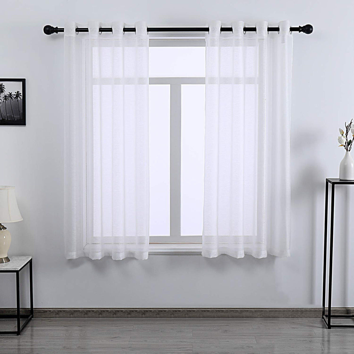 108 Inch Extra Length Sheer Curtains for Bedroom - Grommet Top Solid Luxury Soft Gauze Voile Window Panels for Patio(52 W x 108 L,Taupe,2 Pieces)