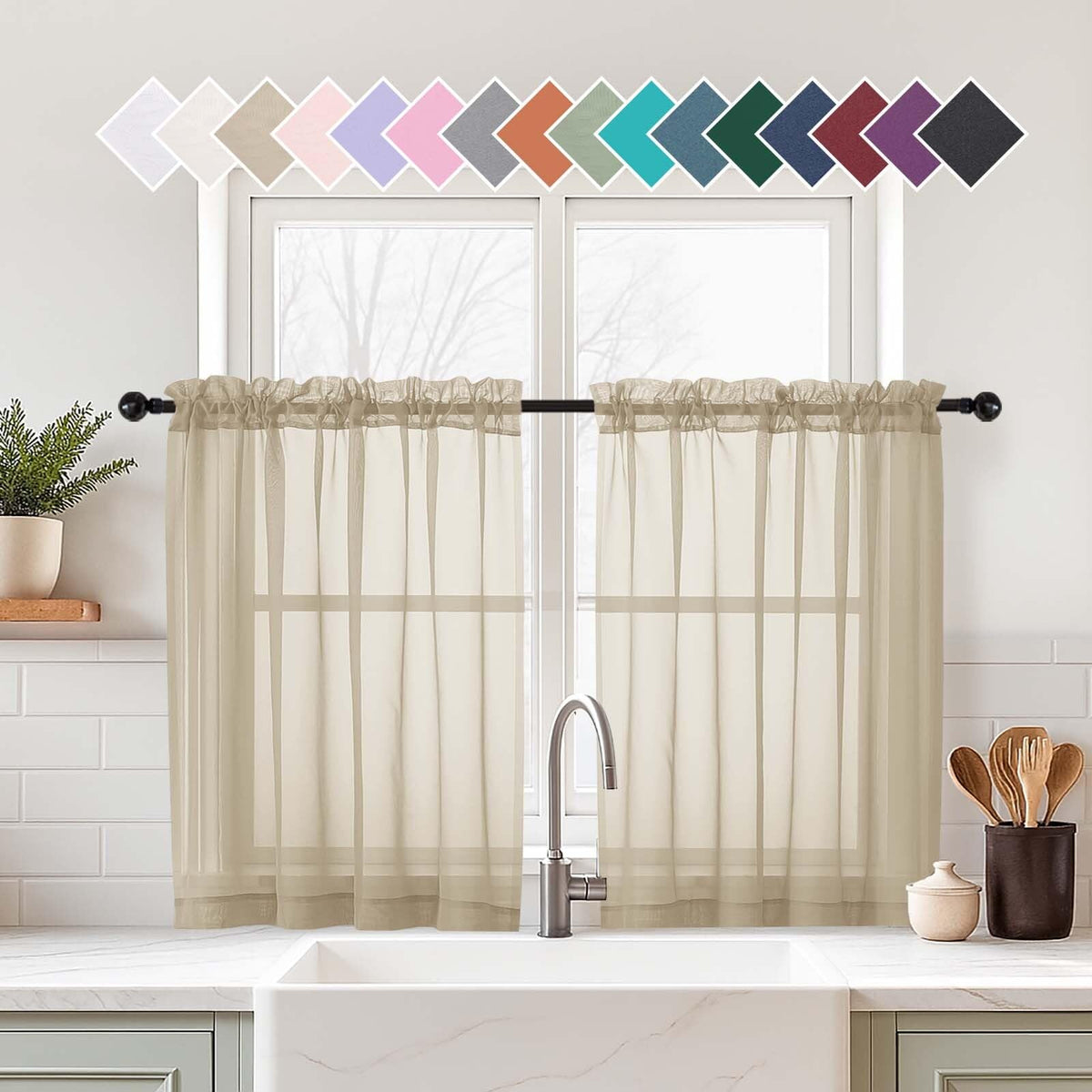 Purple Window Sheer Curtains 54 inch Length, Soft Airy Light Filtering Sheer Curtain 2 Panels Set, Dual Rod Pocket Gauze Purple Drapes for Living Room Bedroom, 2x42Wx54L Inches