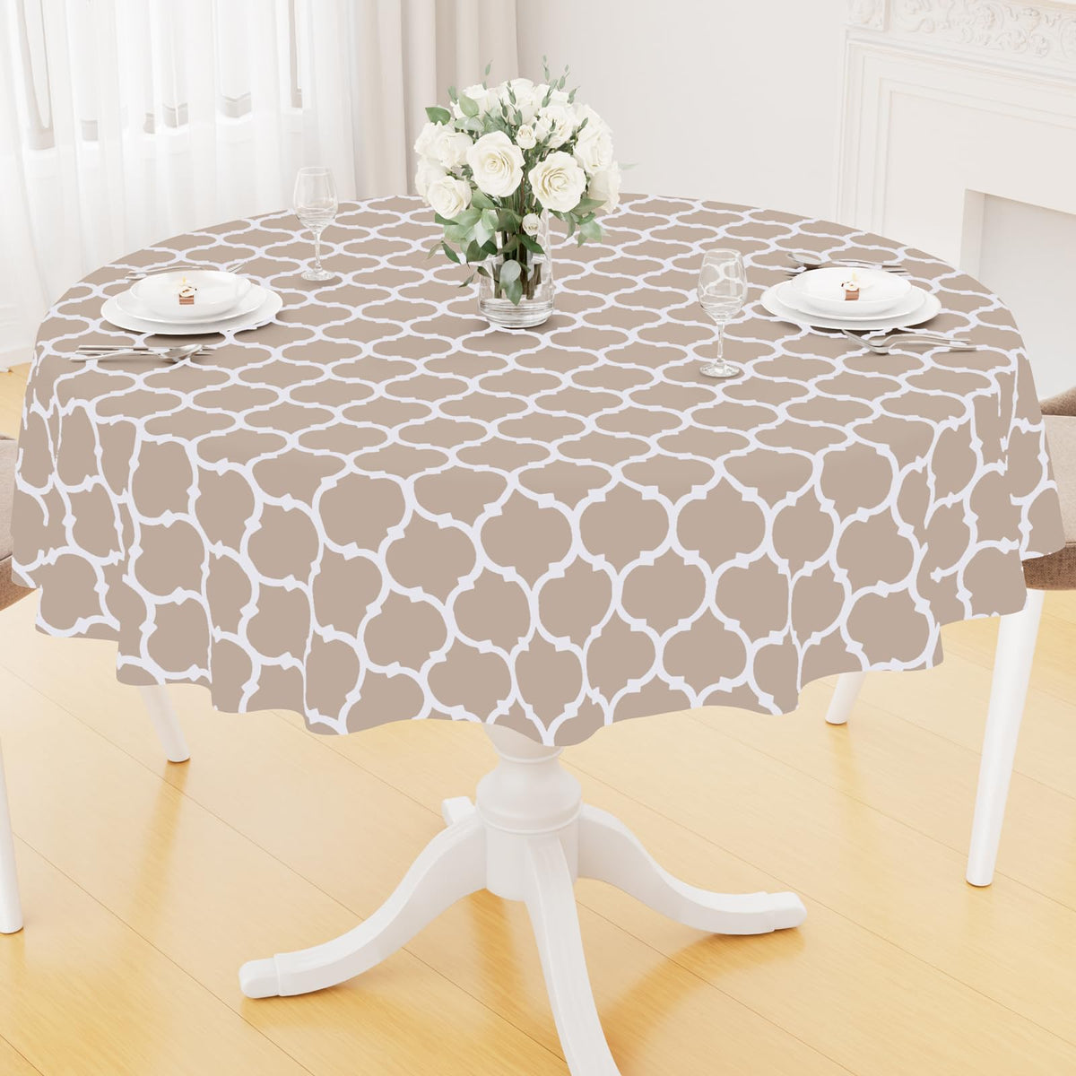 Smiry Rectangle Table Cloth, Flannel Backed Vinyl Tablecloth, 60"x84" | Waterproof Plastic Tablecloths, Wipeable Table Cover for Dining, Indoor and Outdoor (Grey)