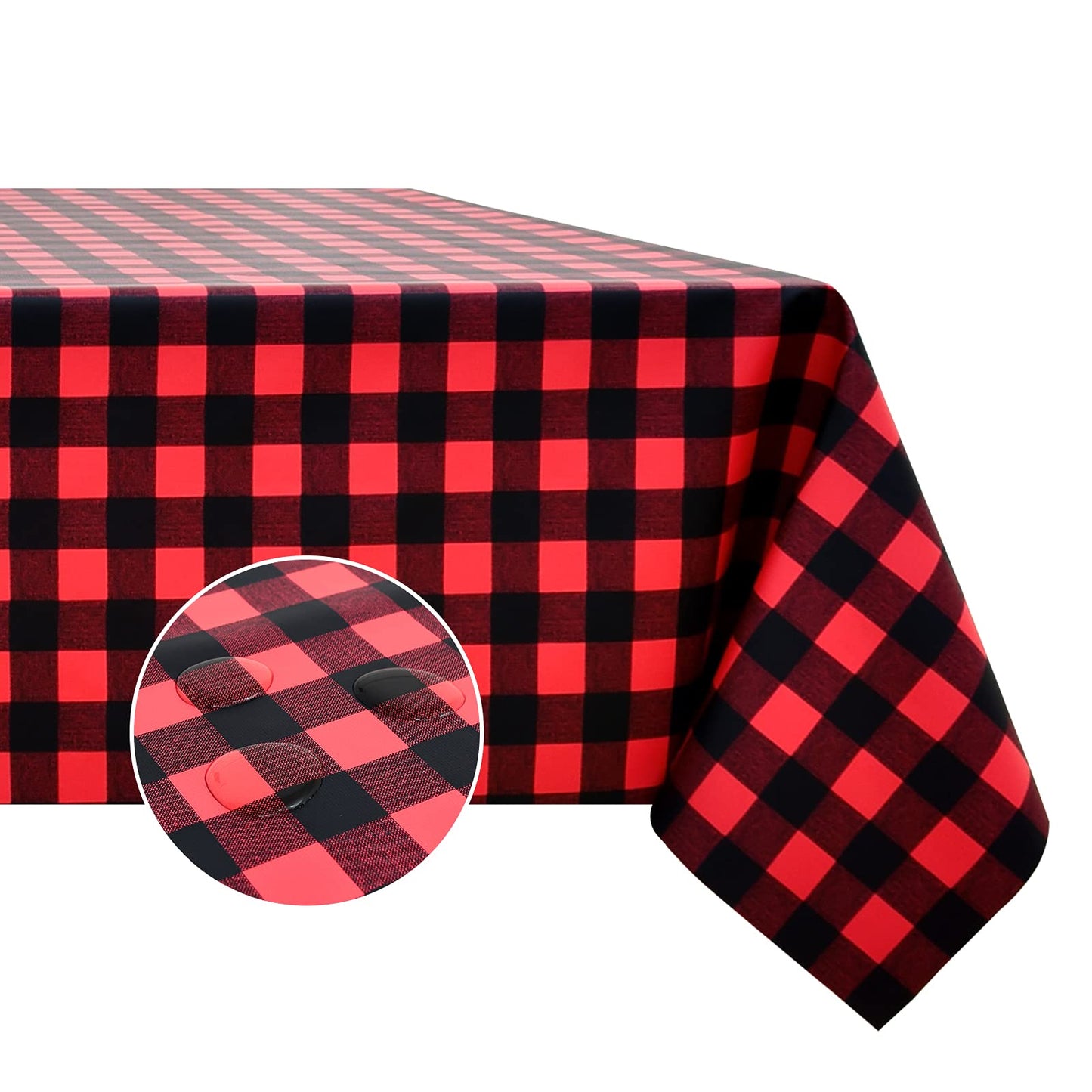 Romanstile Rectangle Vinyl Tablecloth, 100% Waterproof Buffalo Gingham Plastic Table Cloth, Heavy Duty Wipeable Checkered Table Covers for Outdoor, Camping, Picnic, Patio - 54 x 78, Light Blue