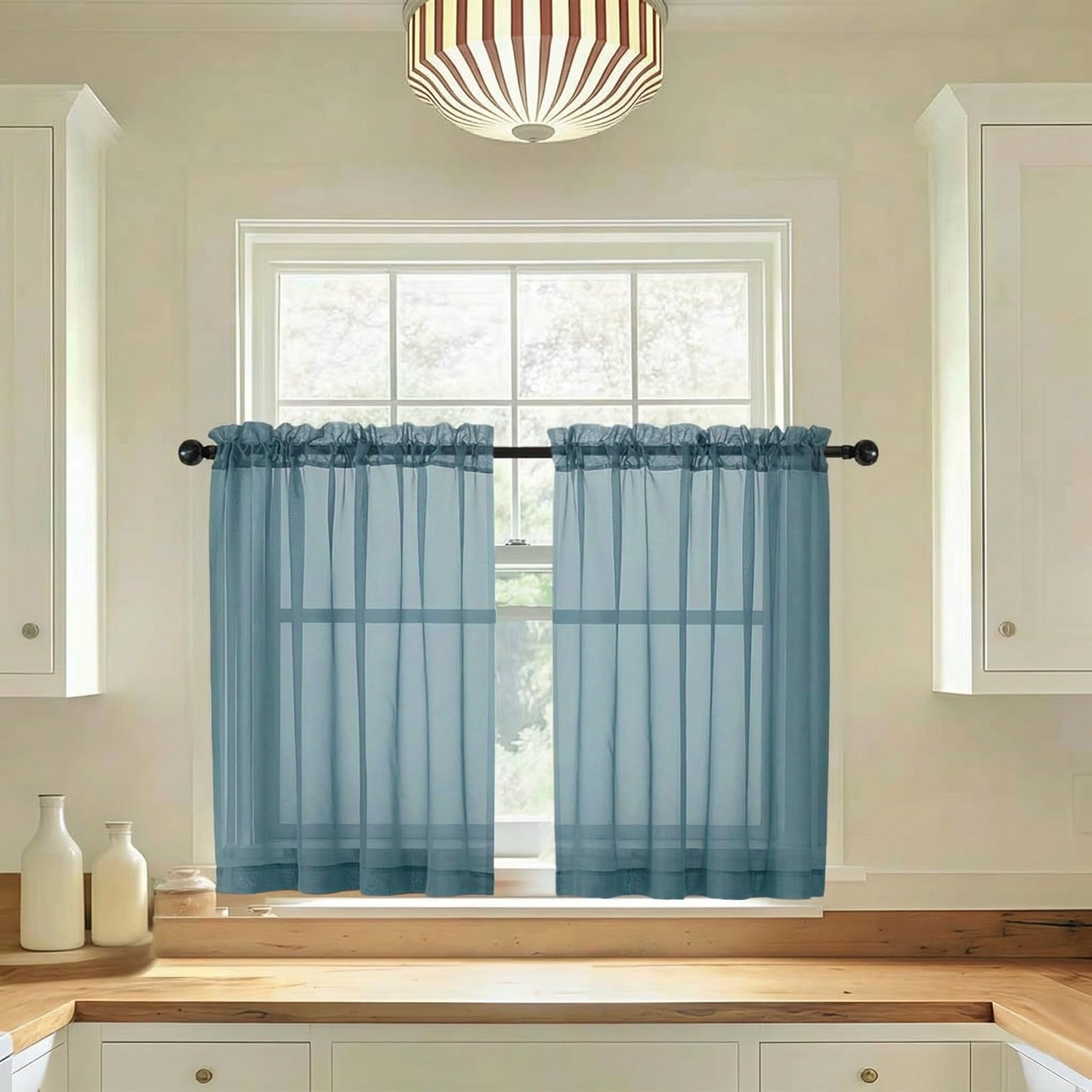 LIVEKID White Sheer Curtains 84 Inches Long 2 Panels - Light Filtering Breathable Voile Textured Sheer Curtains for Bedroom/Living Room, Rod Pocket Soft Elagant & Airy Solid Drapes, W42 x L84