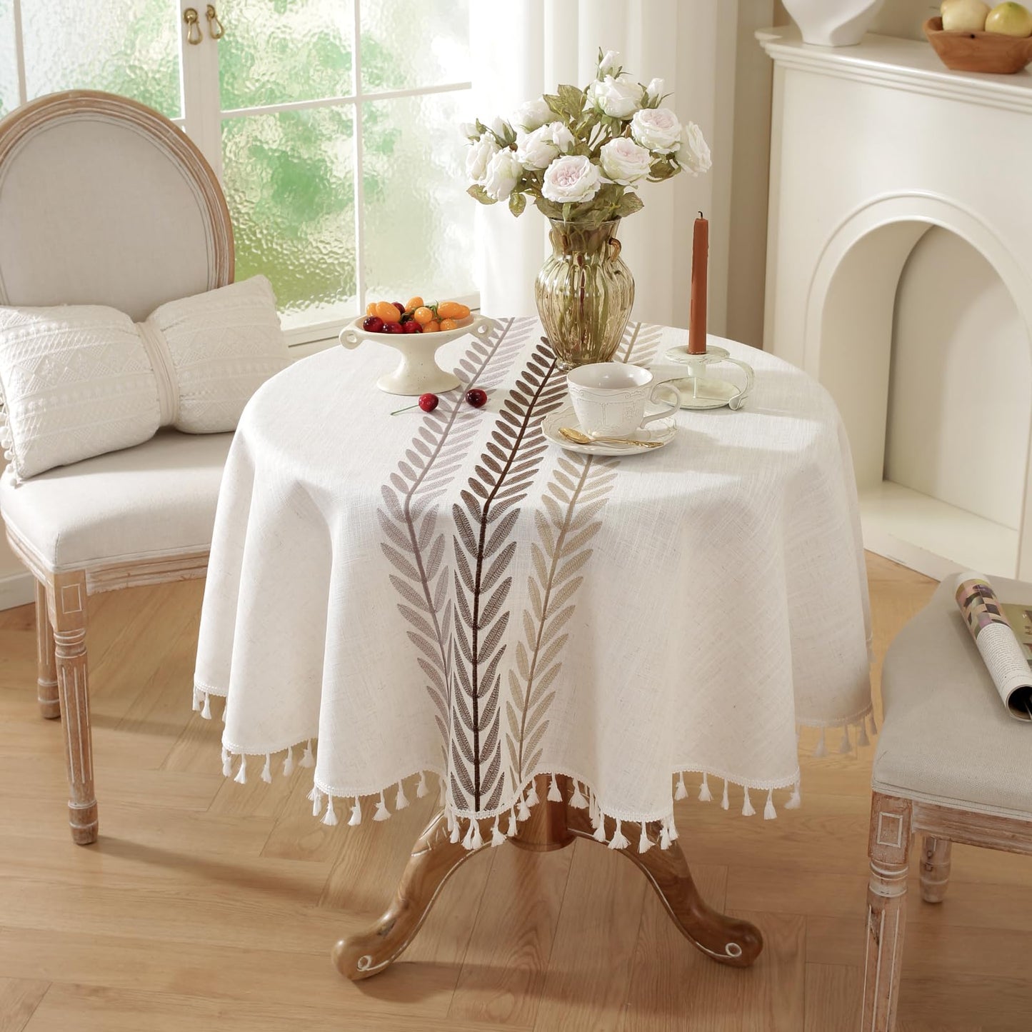 Laolitou Rustic Tablecloth Cotton Linen Waterproof Farmhouse Tablecloth Burlap Table Cloths for Kitchen Dining Cloth Table Cloth for Rectangle Tables Coffee Lines Rectangle,55''x70'',4-6 Seats