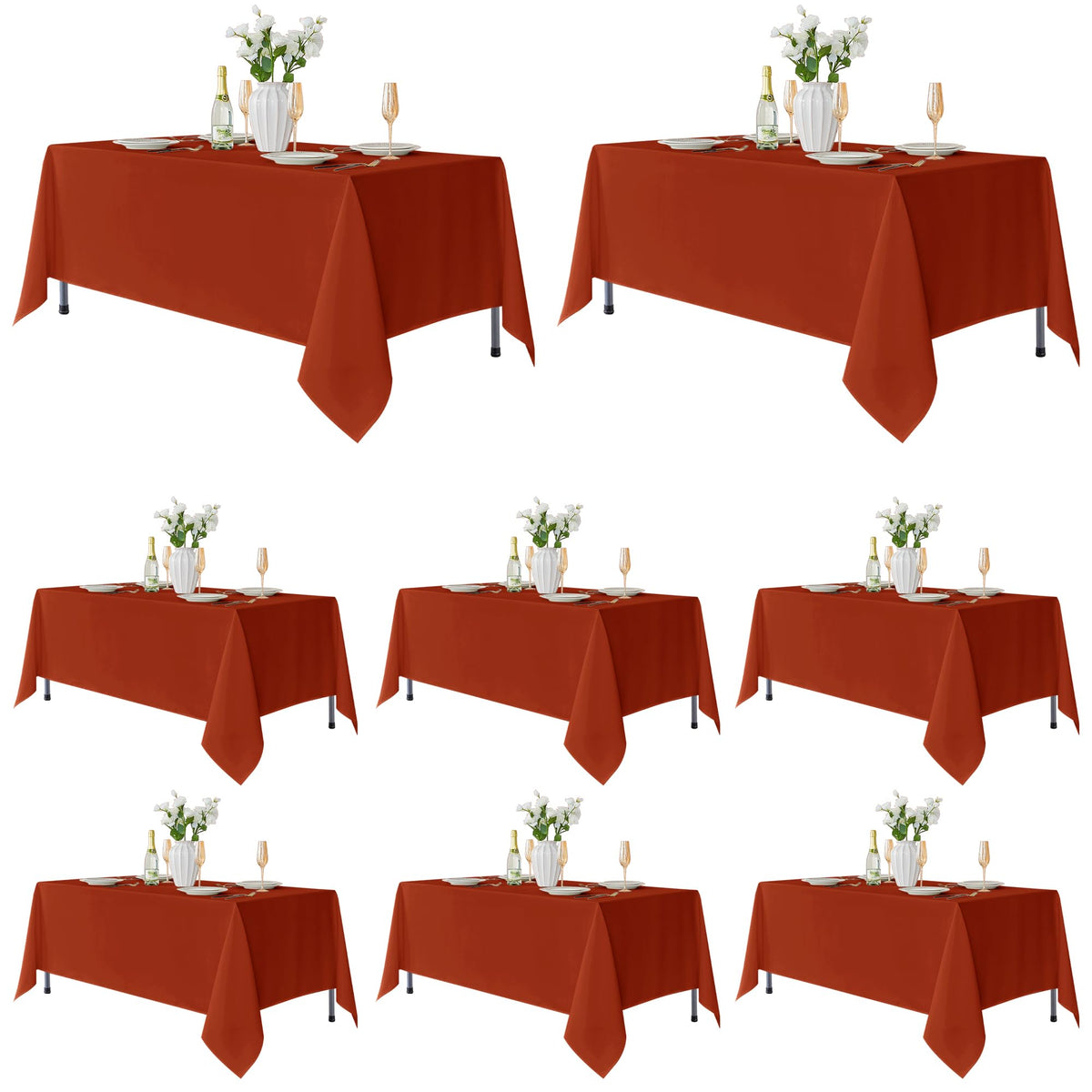 Fitable 6 Pack White Table Cloths 70x120 Inch for 6-8 Ft Rectangle Tables | Stain & Wrinkle Resistant, Washable Polyester Covers for Wedding Party Dining Banquet Event Catering Reception