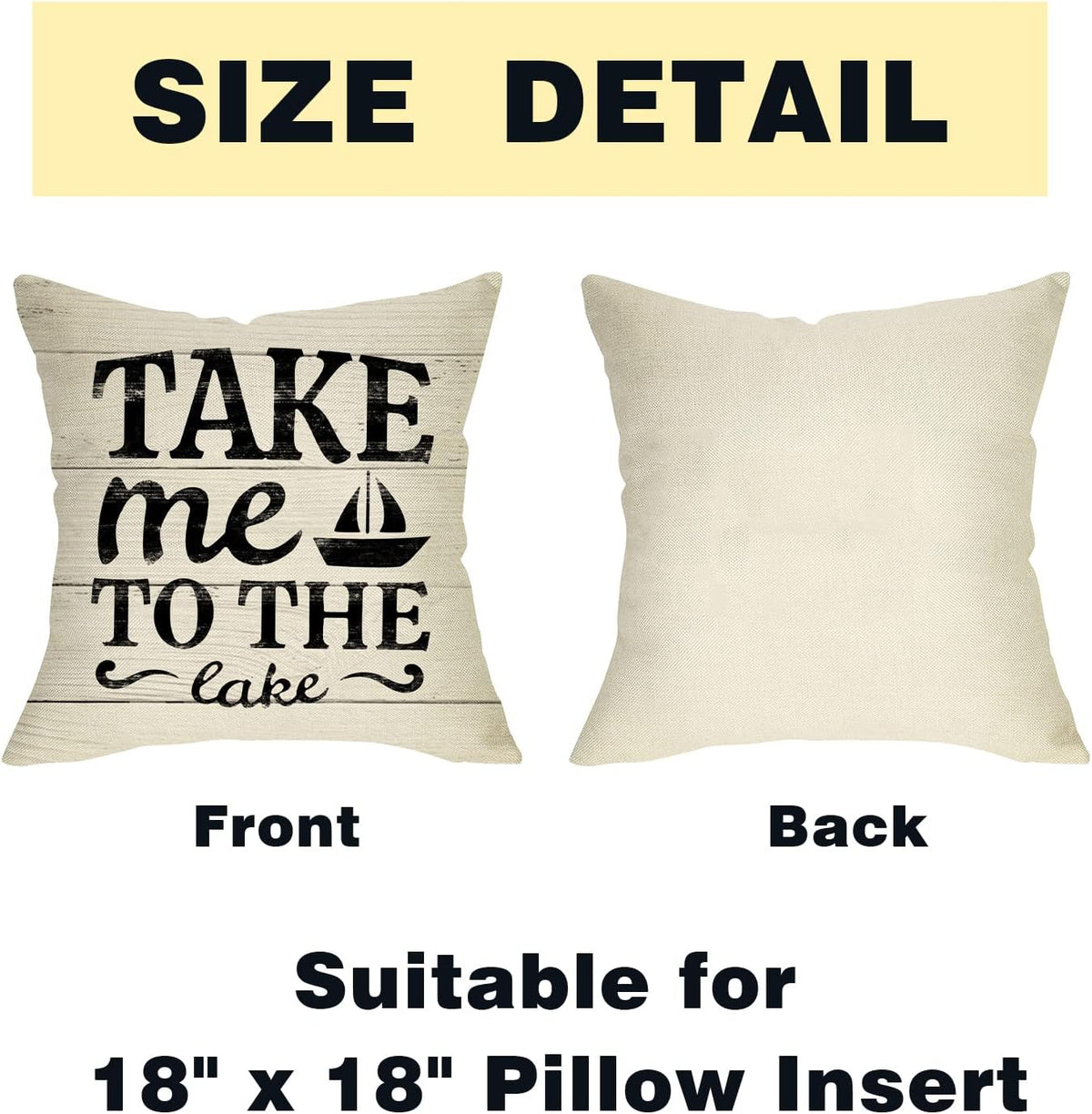 Life is Better at The Lake House Decorative 18x18 Throw Pillow Cover | Set of 4, Lakehouse Retro Paddle Boat Decoration, Summer Farmhouse Pillowcase Cushion Case Home Decor for Sofa Couch