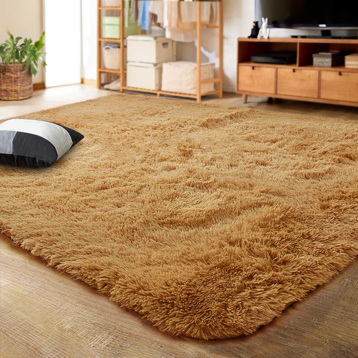 LOCHAS Area Rugs Fluffy Living Room Carpets for Kids Bedroom 6x9, Cream | Ultra Soft Indoor Modern Shaggy Rug for Dorm Nursery Boys Girls Home Decor