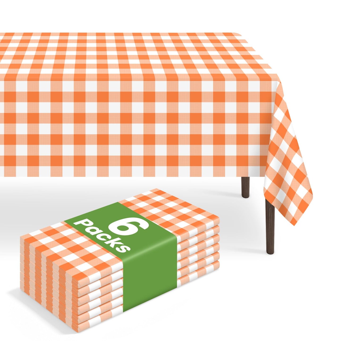 6 Pack Blue and White Checkered Tablecloth, Blue Plastic Table Cloths for Parties Disposable, 54 x 108 inch Waterproof Blue Gingham Camping Tablecloth for Birthday, Party, Picnic