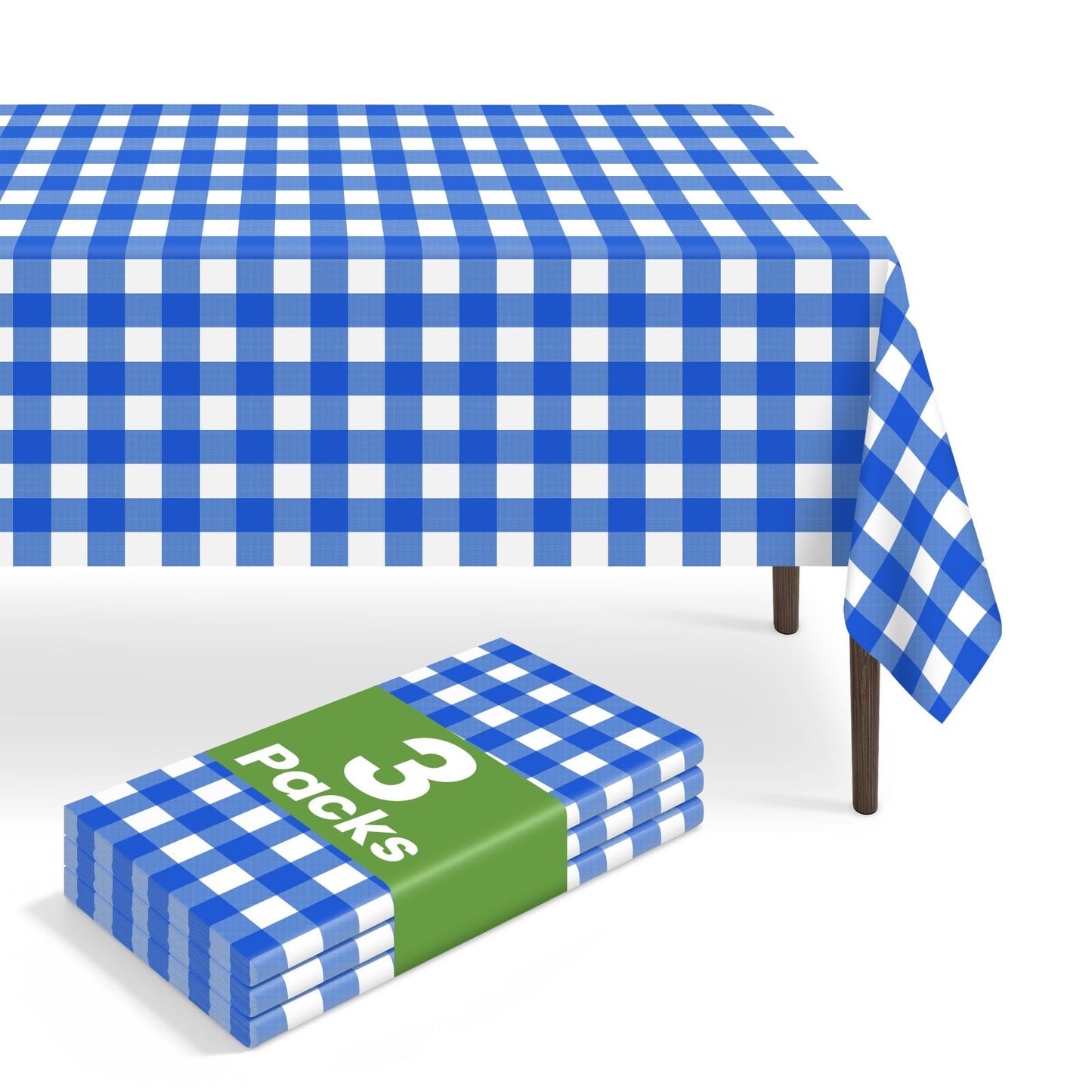 6 Pack Blue and White Checkered Tablecloth, Blue Plastic Table Cloths for Parties Disposable, 54 x 108 inch Waterproof Blue Gingham Camping Tablecloth for Birthday, Party, Picnic