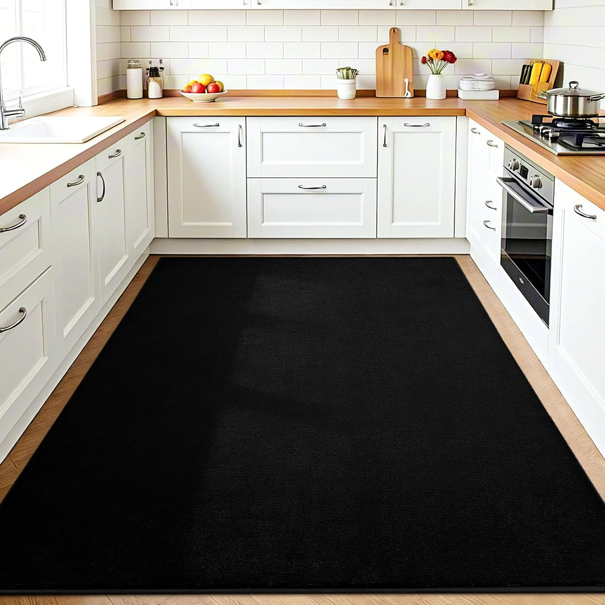 Vasofe Black Area Rugs for Living Room Bedroom, 4x6 Modern Memory Foam Rug | Thickened Throw Carpet, Super Soft Kids Boys Girls Rug, Non Slip Washable Carpets for Dorm Nursery Classroom Office Decor