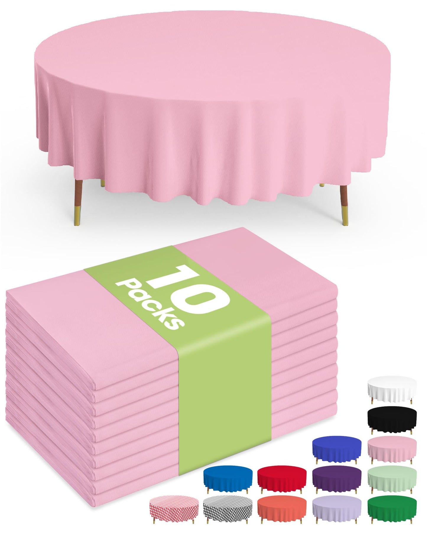 Pureegg Plastic Table Cloth 10 Pack, 54 x 108 Inch Disposable Table Cloths for Party, Picnic and Wedding, Rectangle, White | Picnic, Wedding, Party Supplies, Leakproof & Sturdy, Tablecloth, Table Cover
