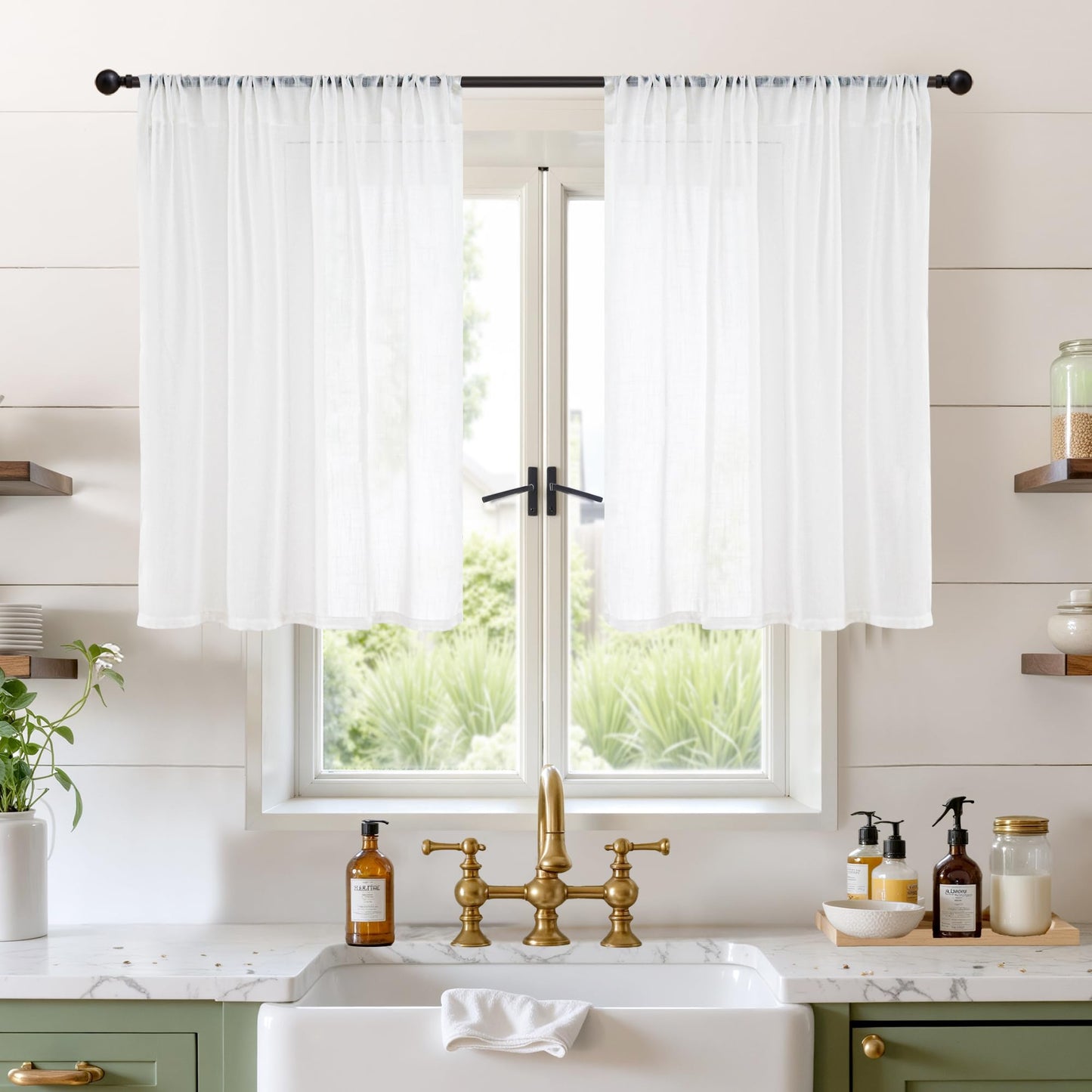 BGment Linen Sheer Curtains 84 Inches Long 2 Panels Set for Living Room | Light Filtering Drapes with Rod Pocket Lightweight Window Treatments for Bedroom, 52 X 84 Inch Length