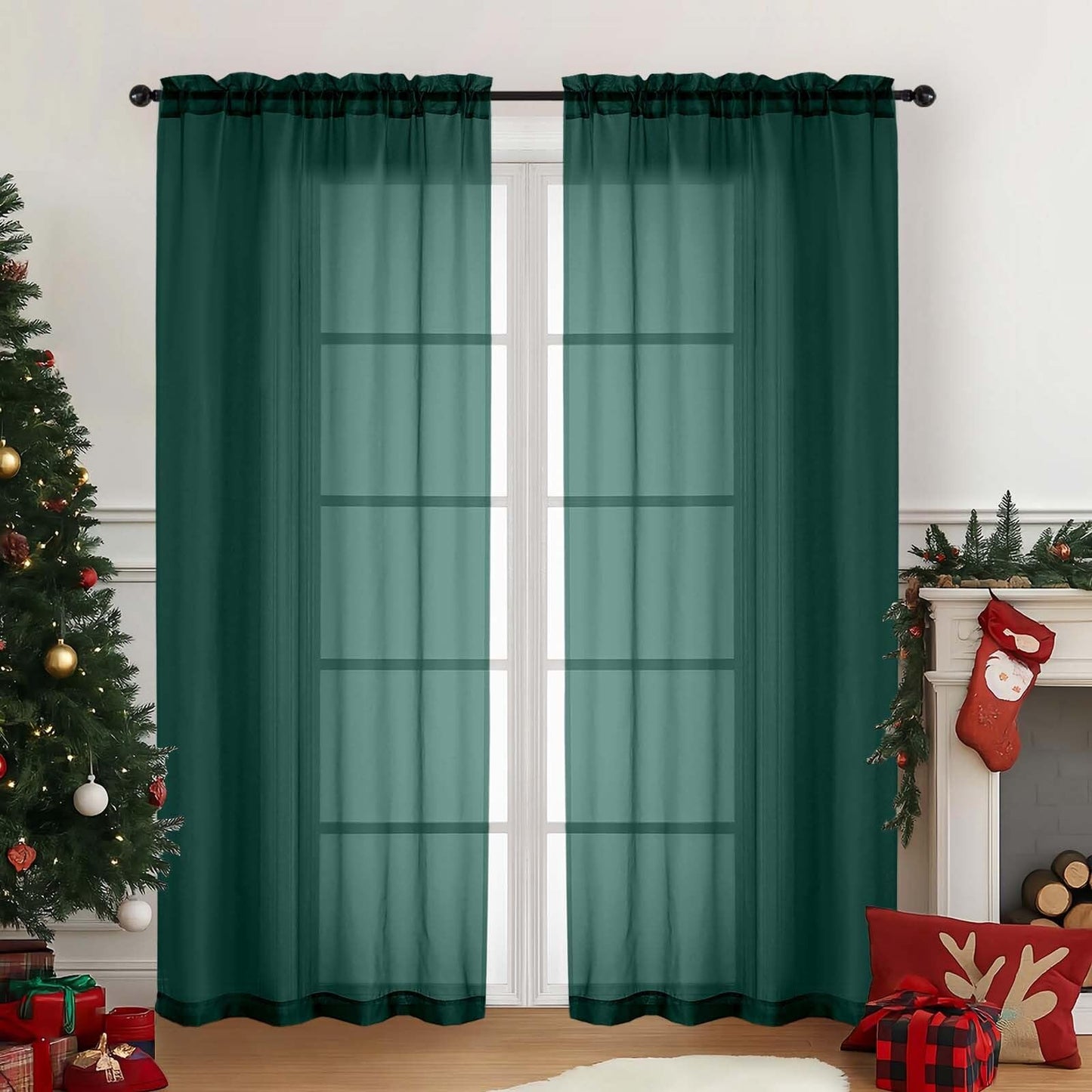 Purple Window Sheer Curtains 54 inch Length, Soft Airy Light Filtering Sheer Curtain 2 Panels Set, Dual Rod Pocket Gauze Purple Drapes for Living Room Bedroom, 2x42Wx54L Inches