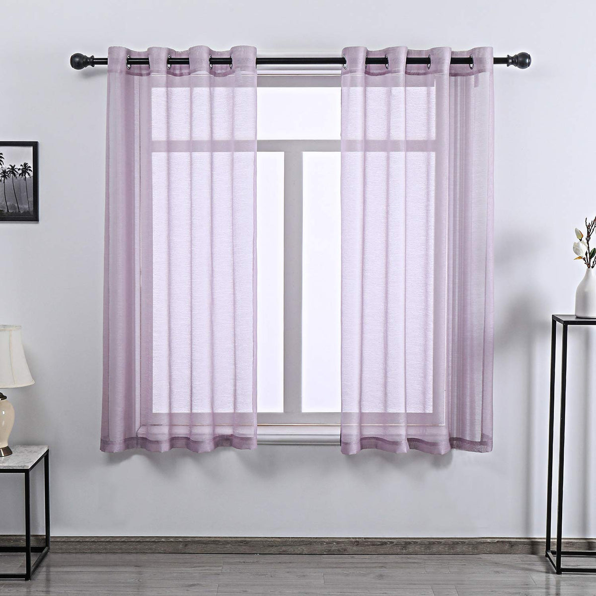 108 Inch Extra Length Sheer Curtains for Bedroom - Grommet Top Solid Luxury Soft Gauze Voile Window Panels for Patio(52 W x 108 L,Taupe,2 Pieces)
