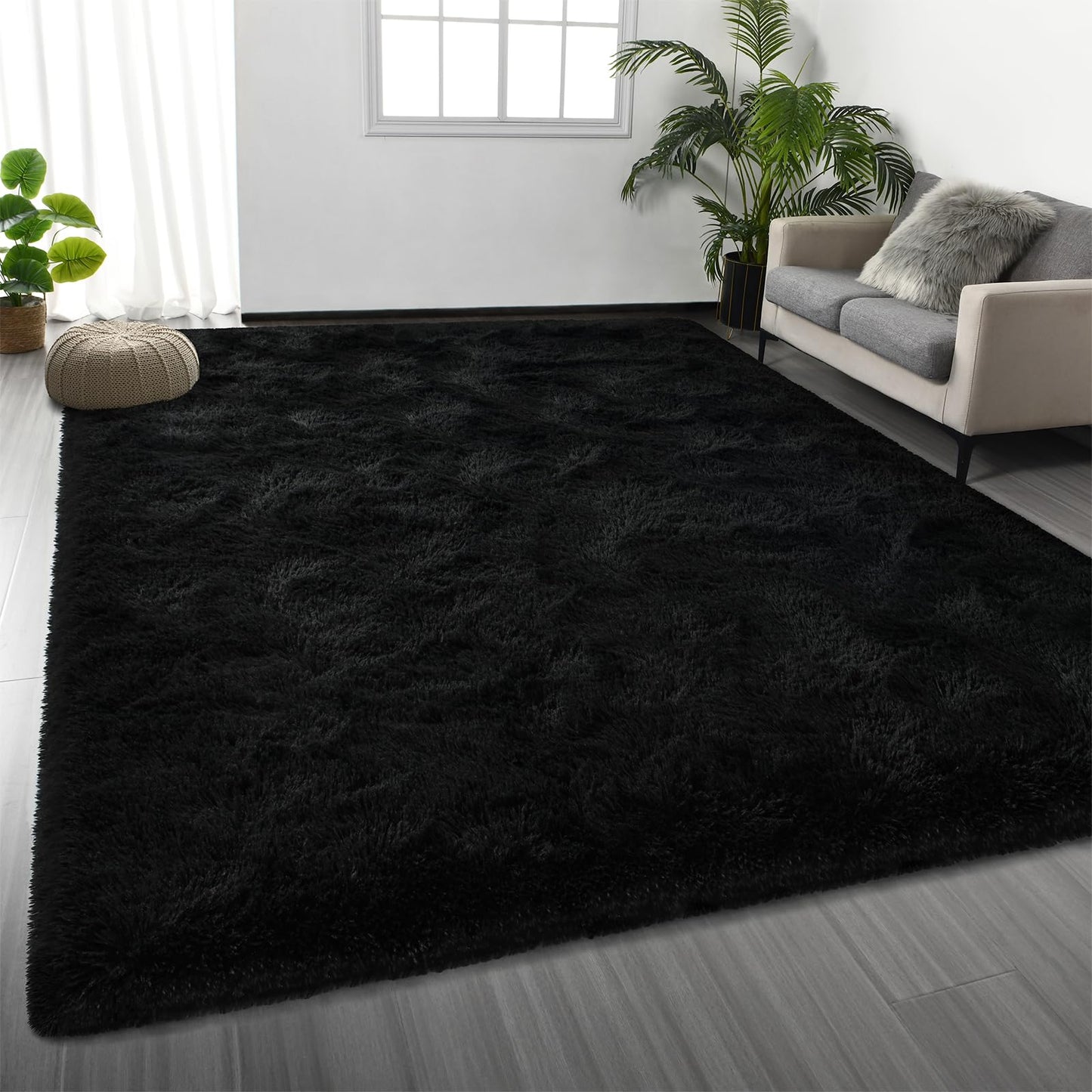 Deerhoo Large Shag Area Rugs 6 x 9, Light Grey | Tie-Dyed, Ultra Soft Plush Fuzzy,Washable, For Living Room, Bedroom, Indoor Carpet Nursery Kids Teen Home Decor