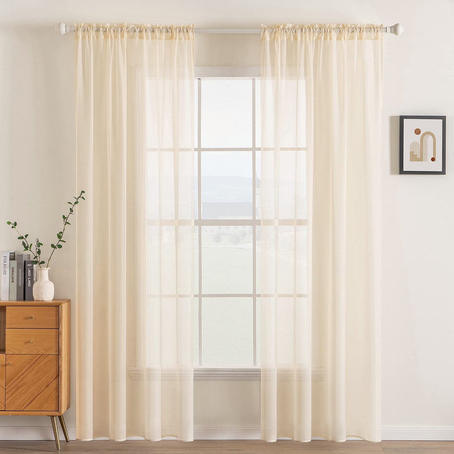 MIULEE 2 Panels White Sheer Curtains for Living Room 54 X 84 Inches | Window, Solid Color, Elegant Window Voile Panels, Bedroom, Living Room, Drapes, Treatment