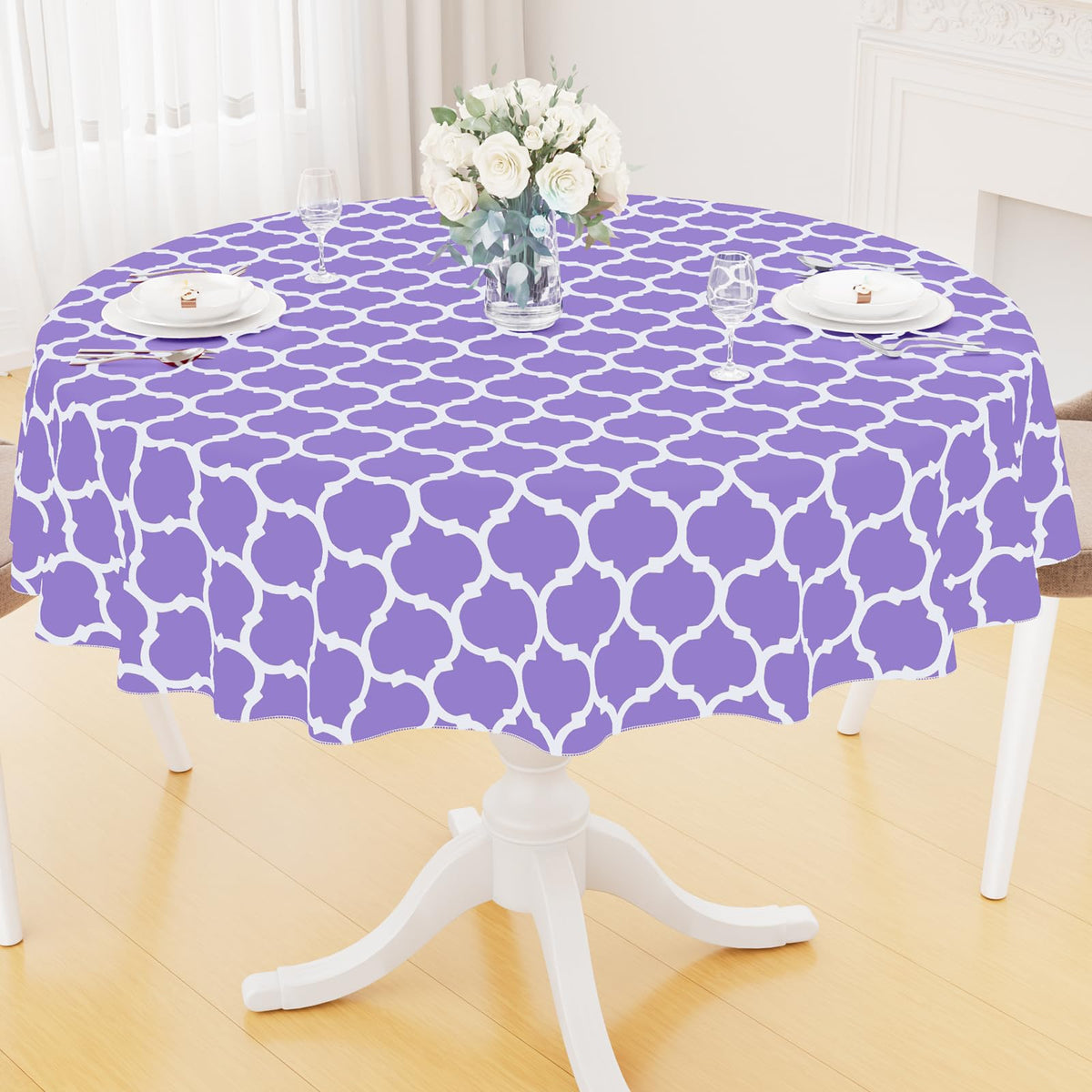 Smiry Rectangle Table Cloth, Flannel Backed Vinyl Tablecloth, 60"x84" | Waterproof Plastic Tablecloths, Wipeable Table Cover for Dining, Indoor and Outdoor (Grey)