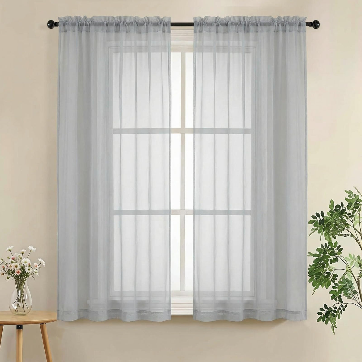 LIVEKID White Sheer Curtains 84 Inches Long 2 Panels - Light Filtering Breathable Voile Textured Sheer Curtains for Bedroom/Living Room, Rod Pocket Soft Elagant & Airy Solid Drapes, W42 x L84