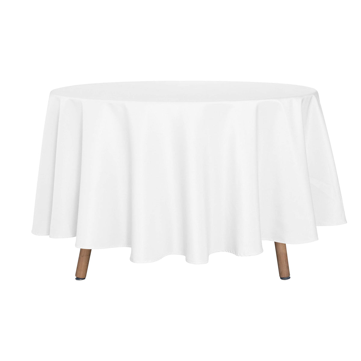 sancua White Round Tablecloth 60 Inch Diameter for 20-48 Inch Tables | Water Resistant Spill Proof, Washable Polyester Cloth Decorative Fabric Cover, For Dining, Buffet Parties and Camping