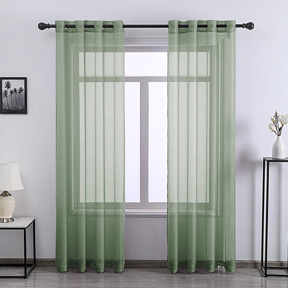 108 Inch Extra Length Sheer Curtains for Bedroom - Grommet Top Solid Luxury Soft Gauze Voile Window Panels for Patio(52 W x 108 L,Taupe,2 Pieces)