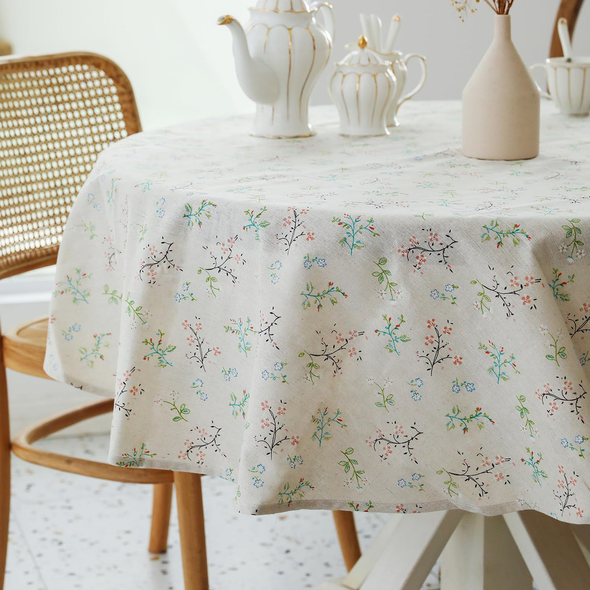 Pastoral Rectangle Tablecloth - 60 x 102 Inch Table Cloth - Washable Table Cover with Dust-Proof Wrinkle Resistant for Restaurant, Picnic, Indoor and Outdoor Dining, Floral (Dark Blue)