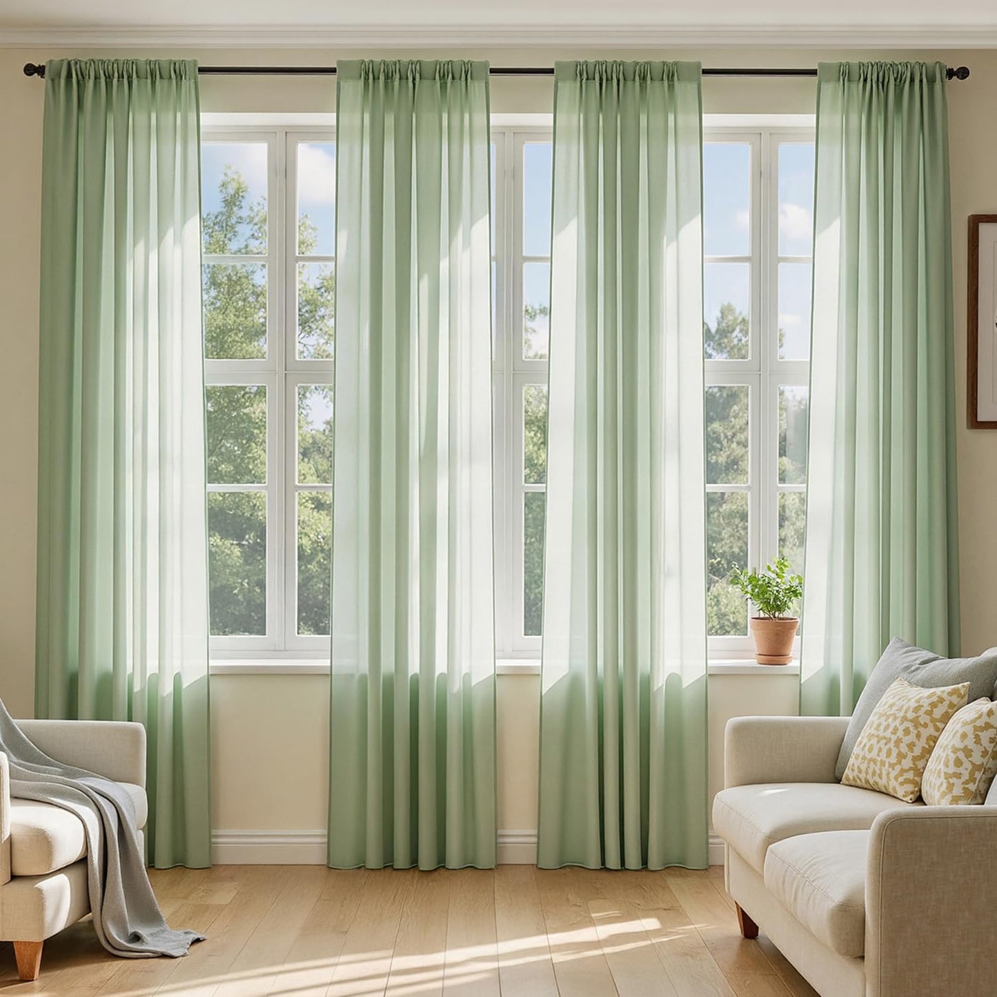 MIULEE Black Sheer Curtains 84 Inches Long 4 Panels 42 x 84 Inches | Light Filtering, Rod Pocket, Voile Drapes, Living Room, Bedroom, Window Treatments