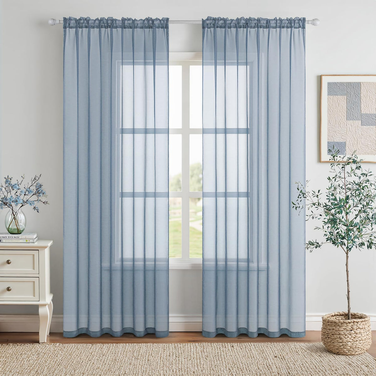 MIULEE 2 Panels White Sheer Curtains for Living Room 54 X 84 Inches | Window, Solid Color, Elegant Window Voile Panels, Bedroom, Living Room, Drapes, Treatment