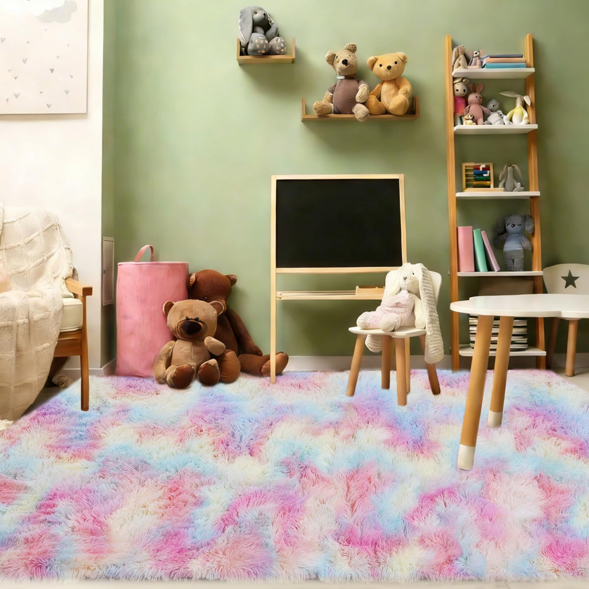 8x10 Cream Fluffy Shag Area Rug, Non-Slip Soft Carpet for Home | Soft Plush Rug With Durable Non-Slip Backing. Ideal for Living Room, Bedroom, Kids Room. Thick, Cozy, Modern Design.