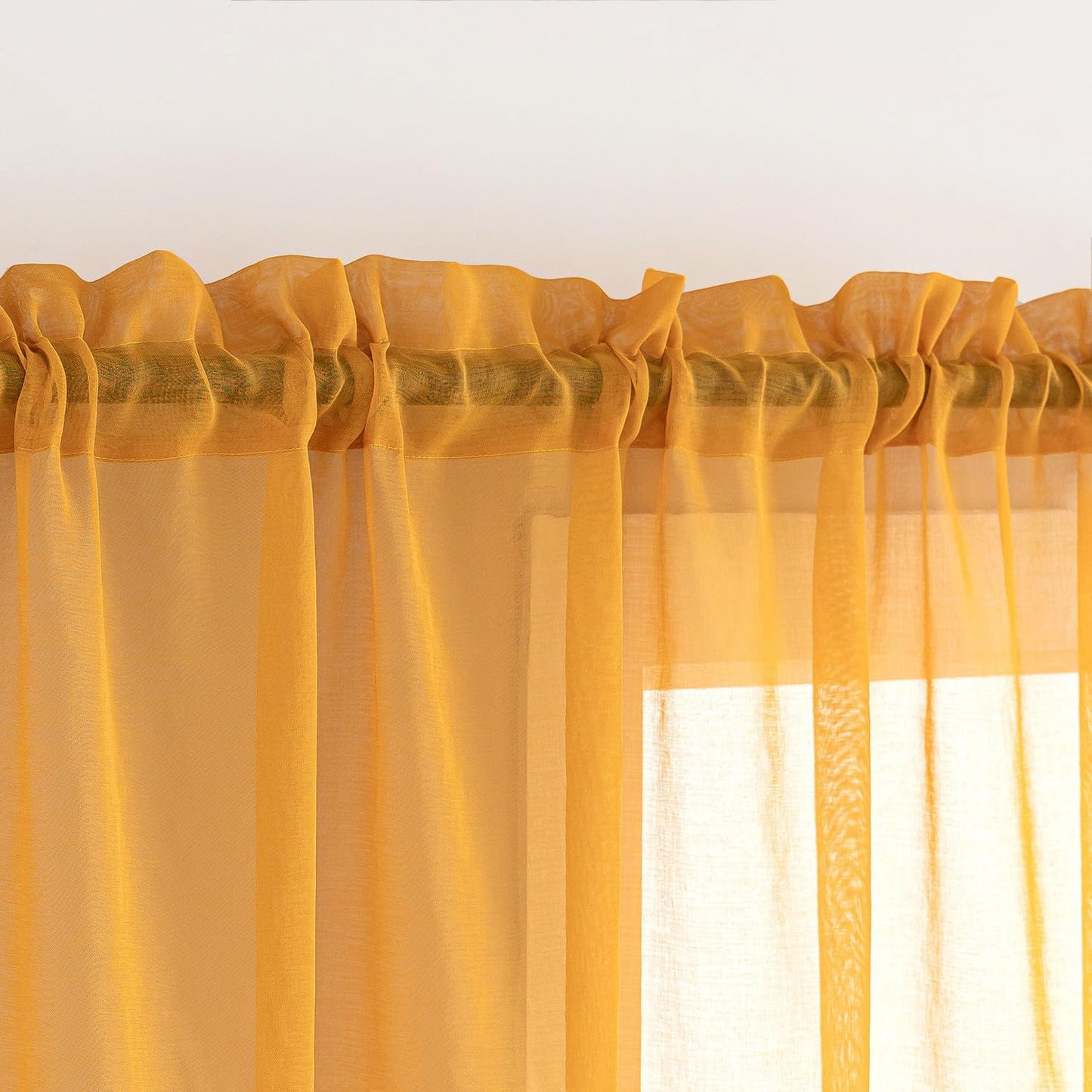 MYSTIC-HOME Sheer Curtains White 63 Inch Length, Rod Pocket Voile Drapes for Living Room, Bedroom, Window Treatments Semi Crinkle Curtain Panels for Yard, Patio, Villa, Parlor, Set of 2, 52"x 63"