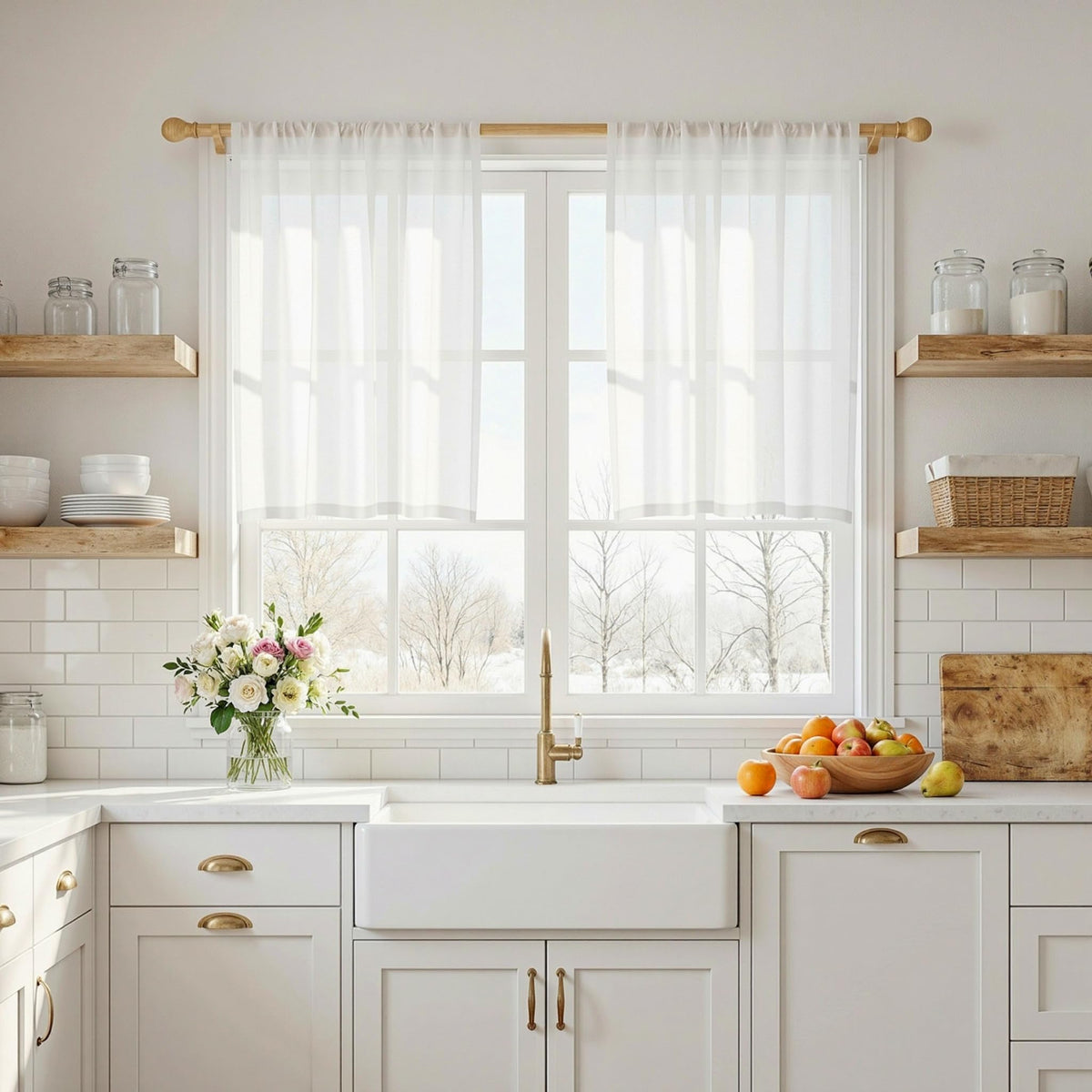 MYSKY HOME Linen Curtains for Living Room, Natural Semi Sheer Curtains & Drapes 84 inches Length 2 Panels Set Farmhouse Country Boho Style Back Tab Draperies for Sliding Glass Door, 50" Wide, Linen