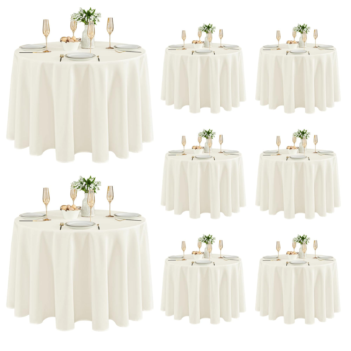 Fitable 6 Pack White Table Cloths 70x120 Inch for 6-8 Ft Rectangle Tables | Stain & Wrinkle Resistant, Washable Polyester Covers for Wedding Party Dining Banquet Event Catering Reception
