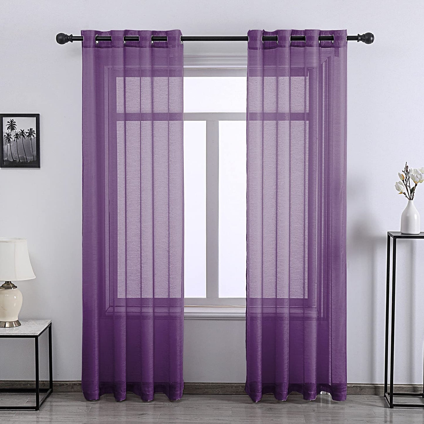 108 Inch Extra Length Sheer Curtains for Bedroom - Grommet Top Solid Luxury Soft Gauze Voile Window Panels for Patio(52 W x 108 L,Taupe,2 Pieces)