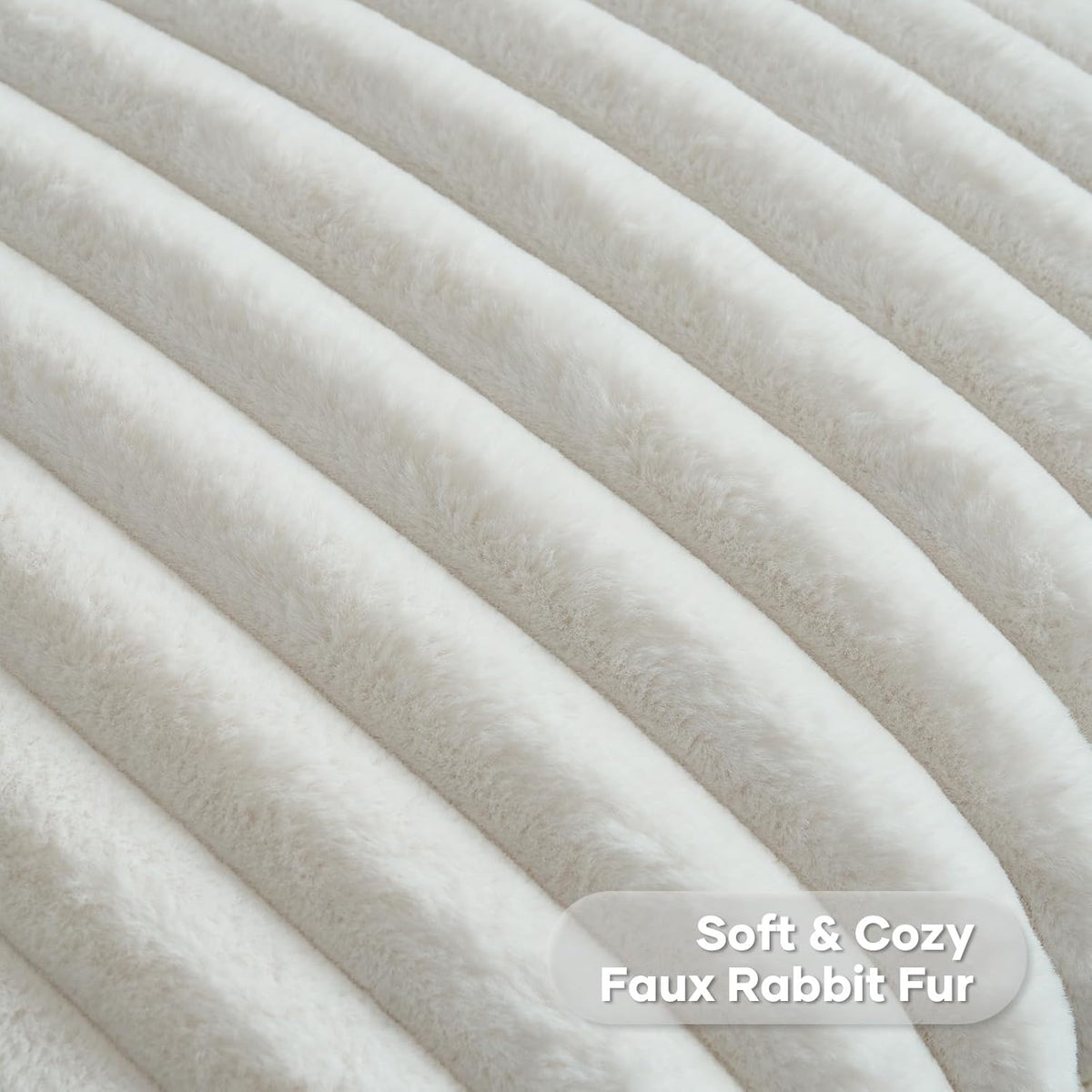 FUTEI Pack of 2 Faux Fur Throw Pillow Covers 18x18 Inch, Cream White | Fluffy Faux Rabbit Fur Front/Premium Velvet Back,Hidden Zipper,Machine Washable,Non-Shedding,Colorfast,Insert Not Included.
