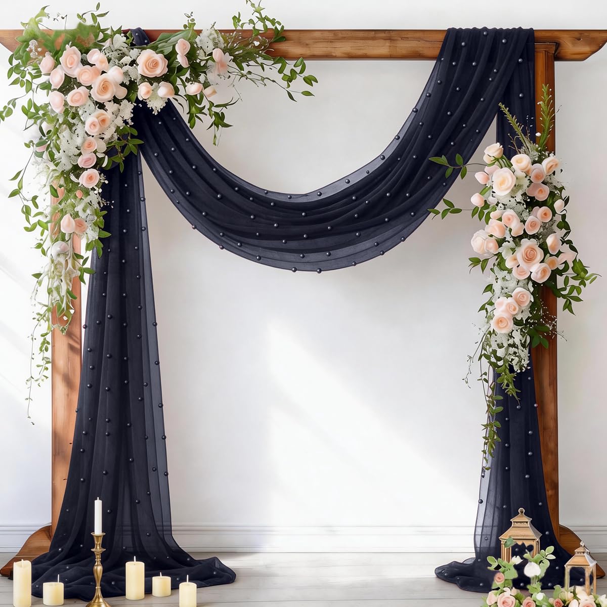 Pearl Table Runner Gauze Sheer 19FT Wedding Draping Fabric Decor | Sage Green Summer Tulle Chiffon Arch Outdoor Drapes Long Curtain for Birthday Party Baby Shower Bridal Engagement Decor