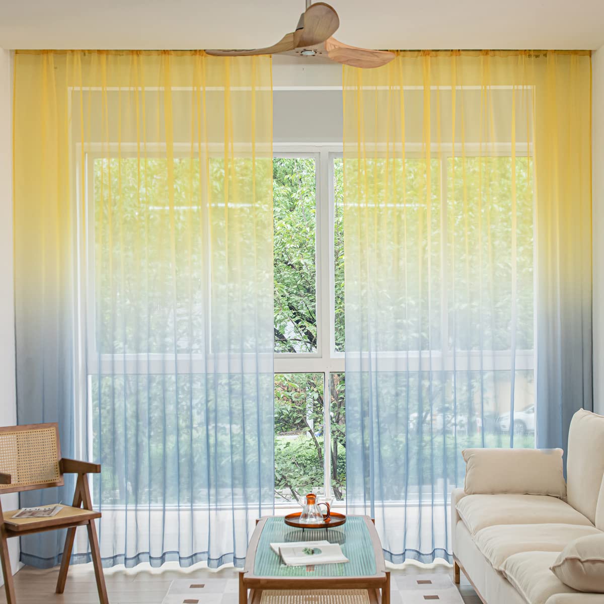 PHILEASY Window Sheer Curtains 84 Inches Long 2 Panels White Sheer Curtain Clear Transparent Basic Rod Pocket Panel 15 Colors 10 Size for Bedroom Living Room Yard Kitchen