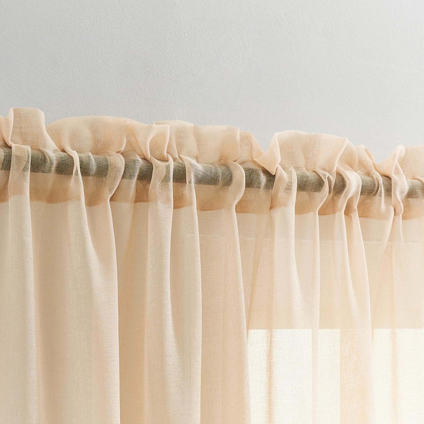 MYSTIC-HOME Sheer Curtains White 63 Inch Length, Rod Pocket Voile Drapes for Living Room, Bedroom, Window Treatments Semi Crinkle Curtain Panels for Yard, Patio, Villa, Parlor, Set of 2, 52"x 63"