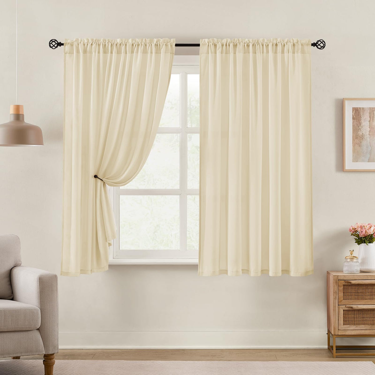 HOMEIDEAS Non-See-Through White Privacy Semi Sheer Curtains 84 Inches Long 2 Panels Set Light Filtering Curtains for Living Room Bedroom Drapes,W52xL84