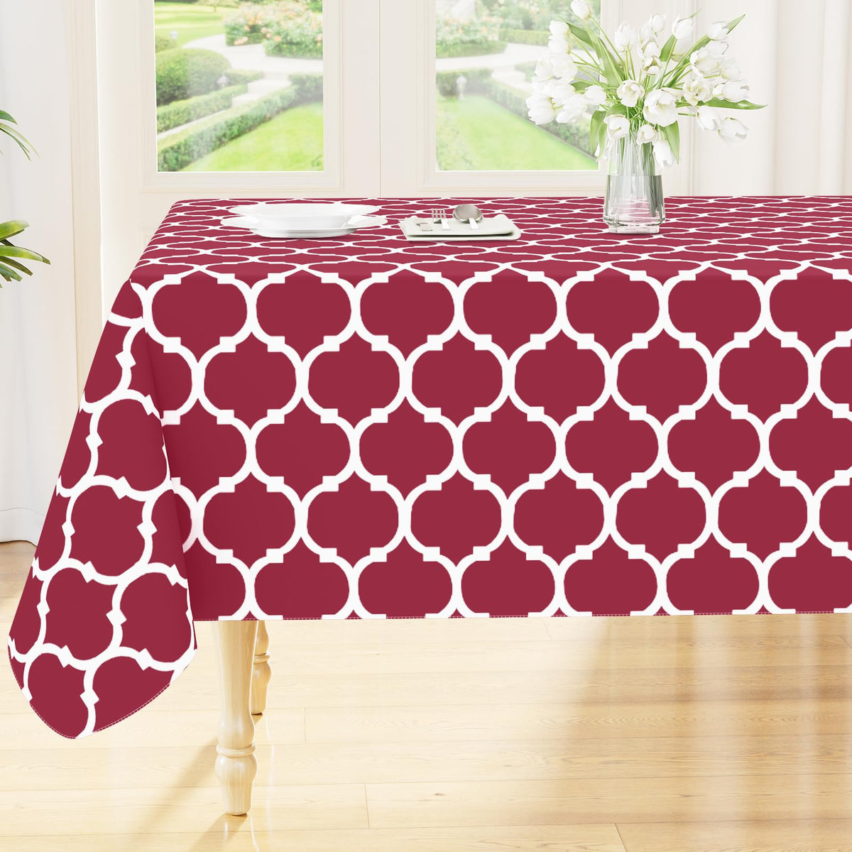 Smiry Rectangle Table Cloth, Flannel Backed Vinyl Tablecloth, 60"x84" | Waterproof Plastic Tablecloths, Wipeable Table Cover for Dining, Indoor and Outdoor (Grey)