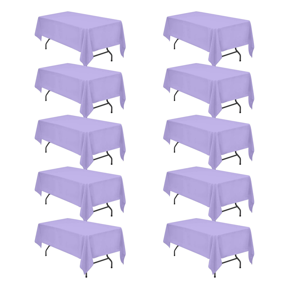 BRILLMAX 6 Pack Ivory Tablecloths 90x132 Inch for 6ft Rectangle Tables | 150 GSM Polyester Fabric, Floor Length Drop, Water, Stain & Wrinkle Resistant Cloth Cover for Wedding Reception Banquet Party